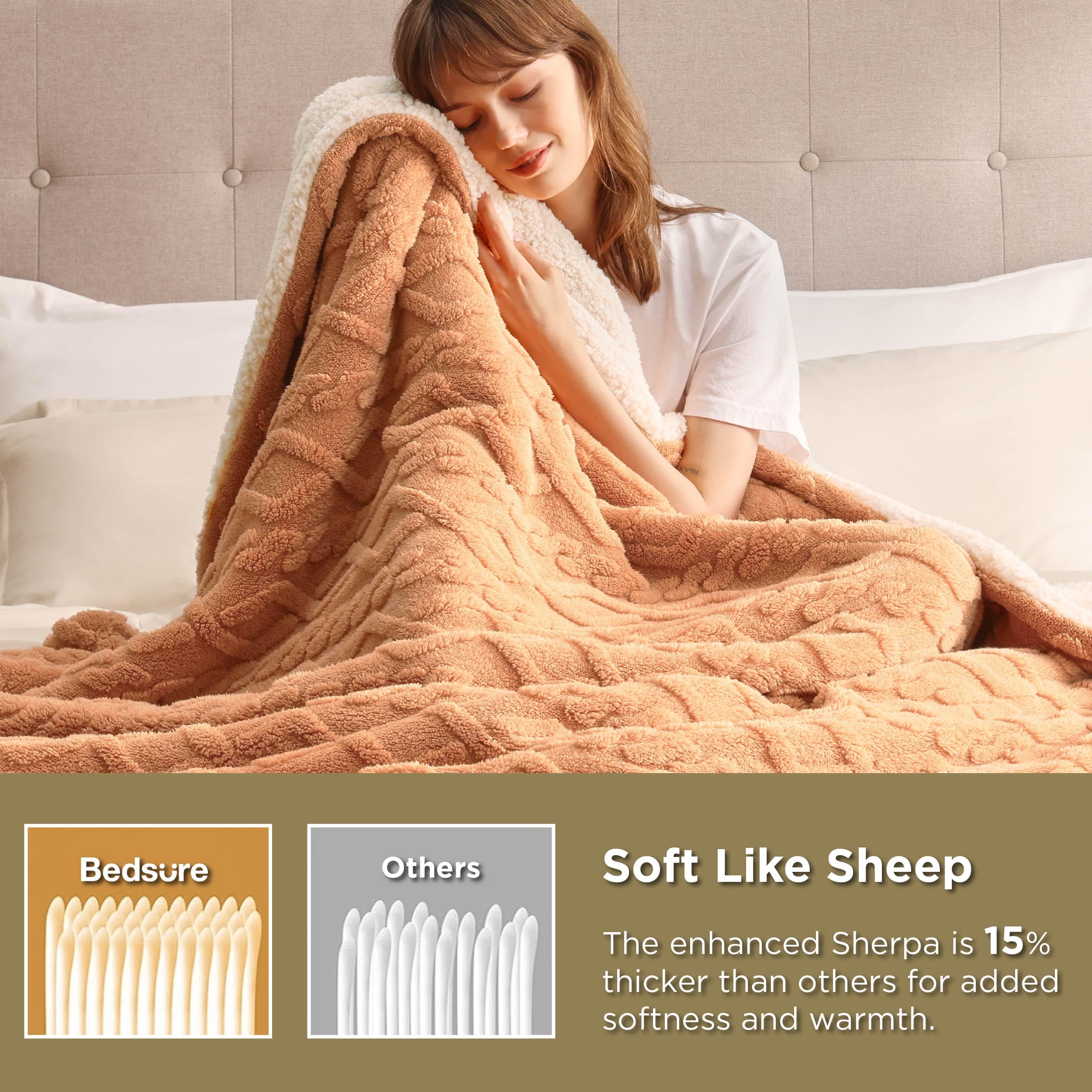 Foto 3 | Manta Bedsure Sherpa Tamaño King Para Cama, Forro Polar, Suave Y Acogedora - Venta Internacional.