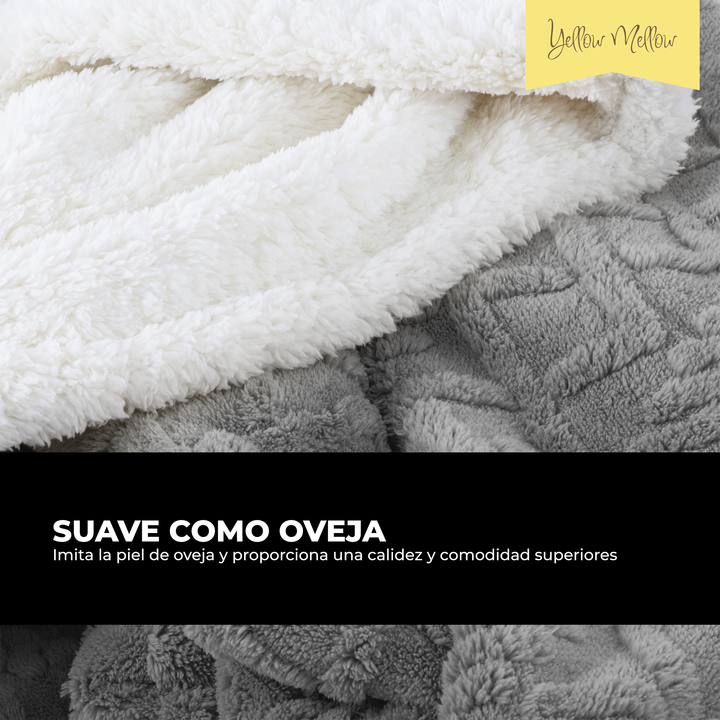 Foto 2 | Cobertor Cobija Aborregado Con Forro Polar Sherpa | Suave | Caliente | Ligera | Tamaño 230 x 200 cm (Gris, 230 x 200 cm