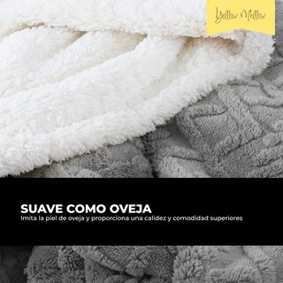 Foto 2 | Cobertor Cobija Aborregado Con Forro Polar Sherpa | Suave | Caliente | Ligera | Tamaño 230 x 200 cm (Gris, 230 x 200 cm