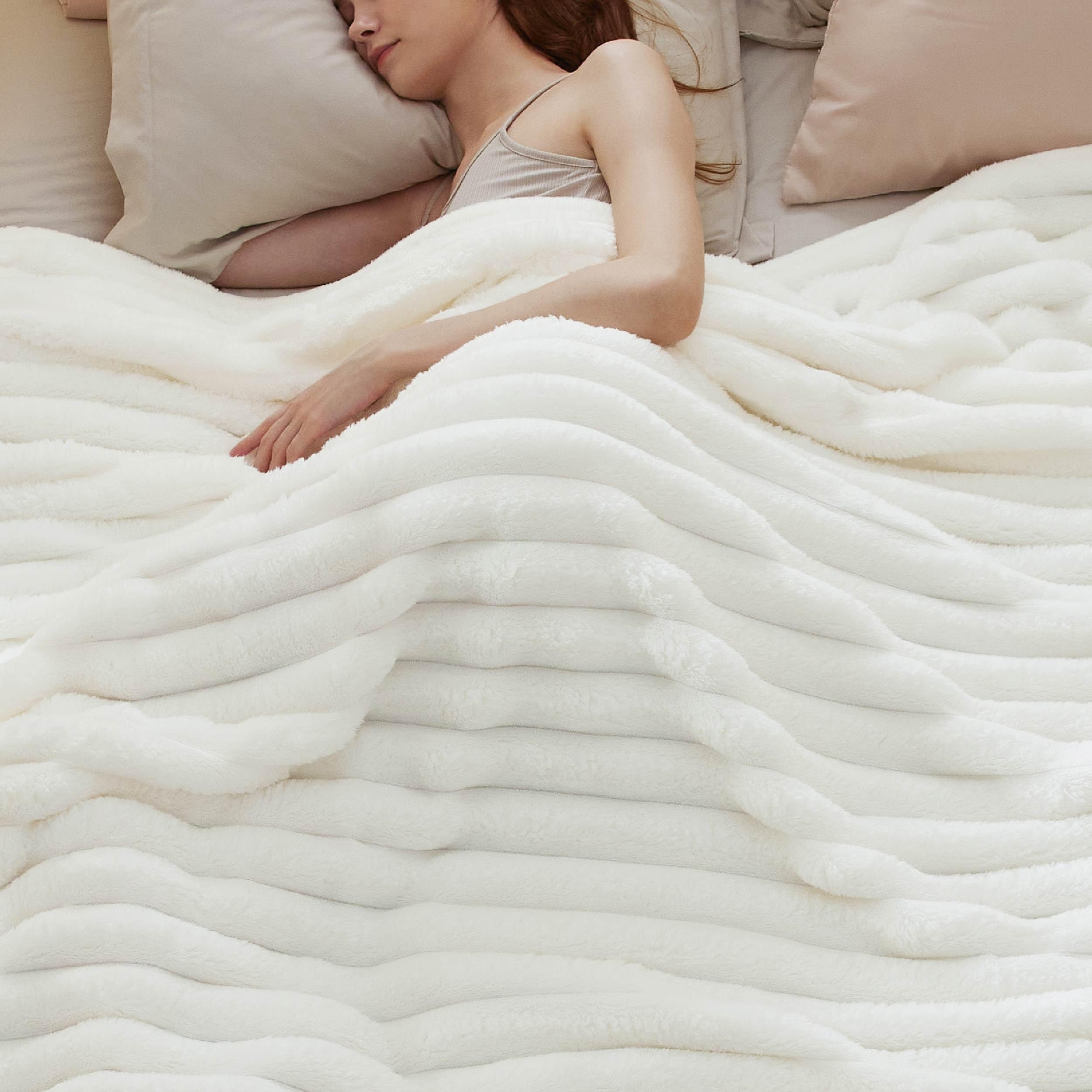 Manta De Cama Para Cama, Tamaño King, Supersuave Y Acogedora, De Forro Polar, Color Blanco - Venta Internacional.
