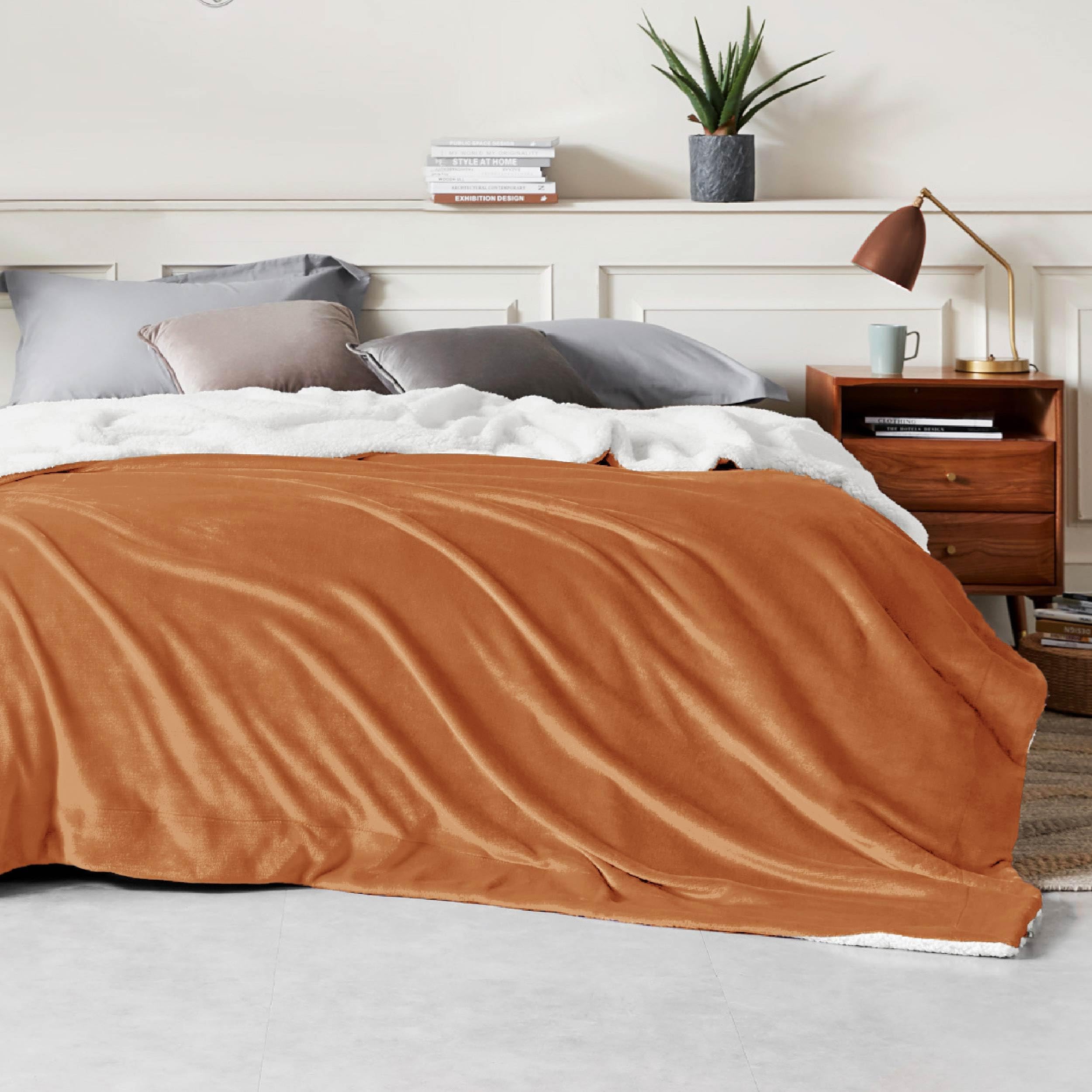 Foto 4 pulgar | Manta Bedsure Sherpa de Forro Polar Queen Size Gruesa Naranja - Venta Internacional