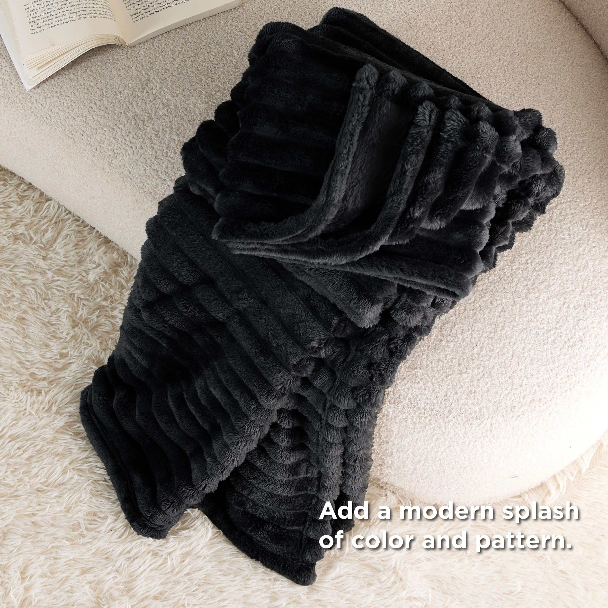 Foto 6 pulgar | Manta Bedsure De Forro Polar Negro Para Sofá, 50 X 70 Cm - Venta Internacional.