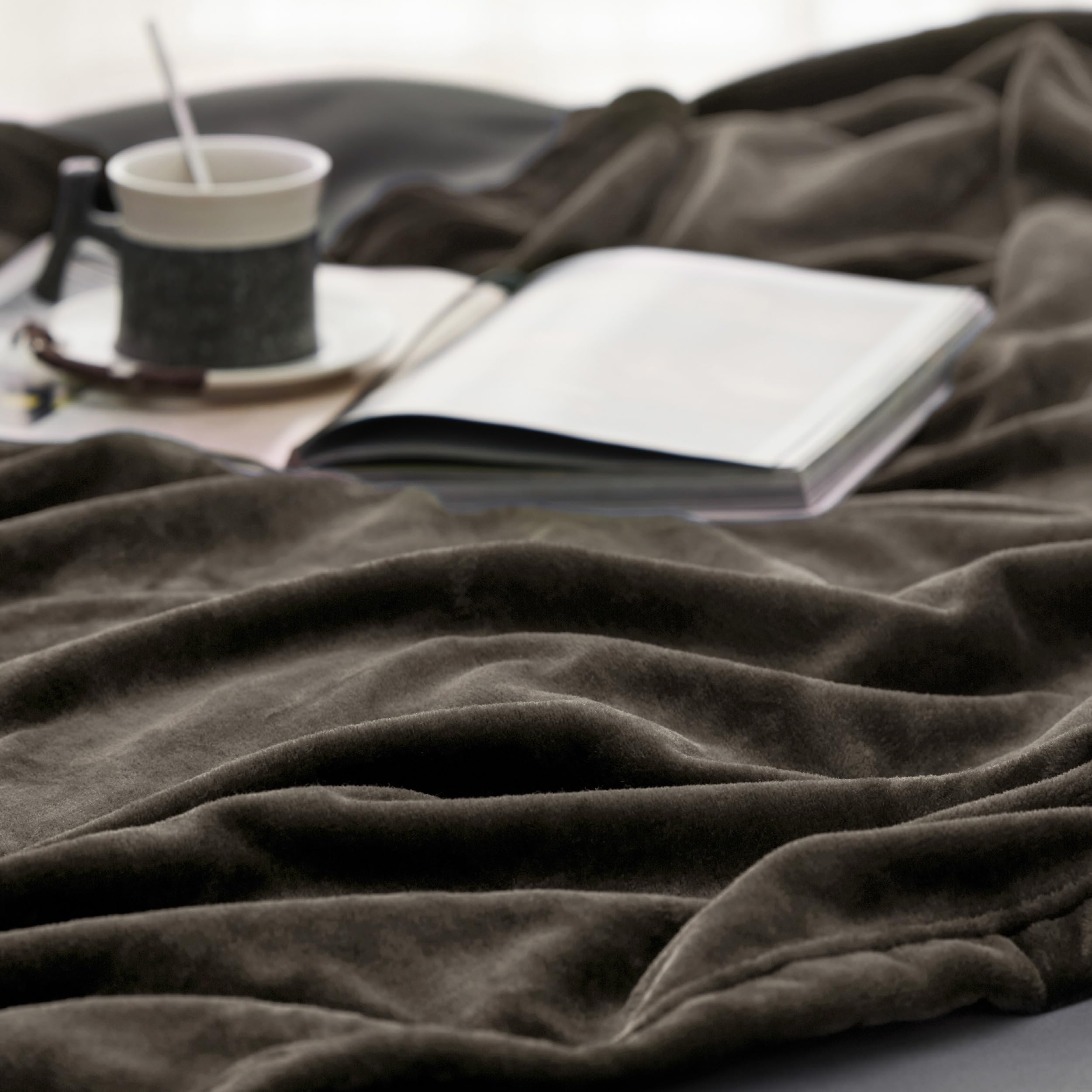 Foto 5 pulgar | Manta De Cama, Forro Polar, Tamaño Queen, Marrón Suave, 230 X 230 Cm - Venta Internacional.