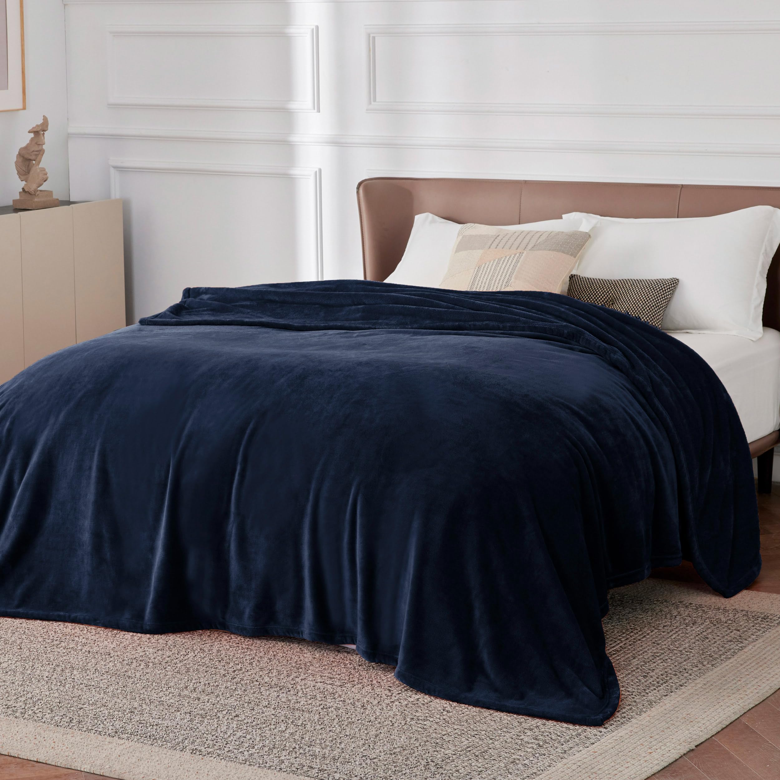 Foto 6 pulgar | Manta De Cama De Forro Polar Azul Marino, Tamaño Queen, Suave, 230 X 230 Cm - Venta Internacional.