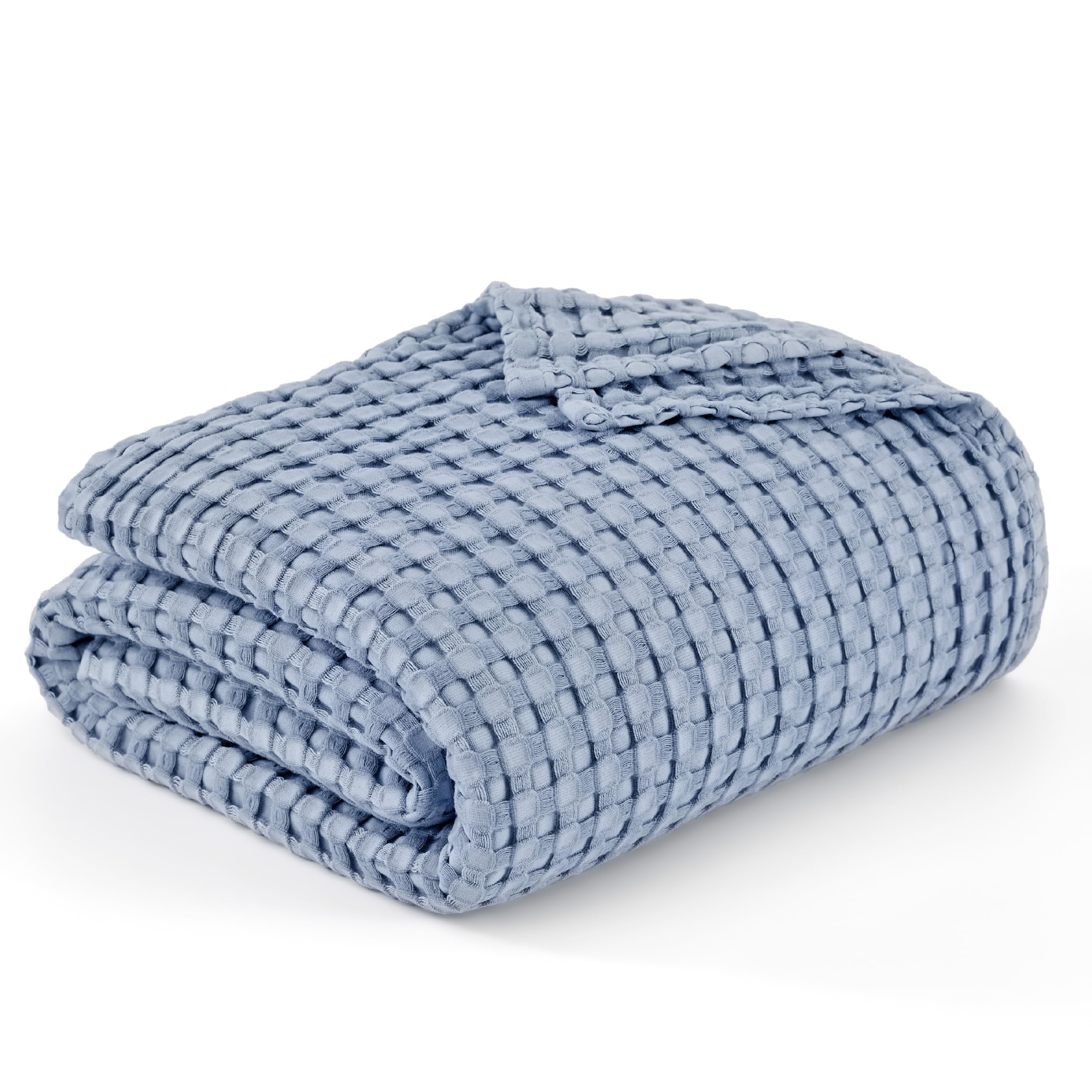 Foto 1 | Manta Bedsure De Algodón Refrescante Con Forma De Gofre, Tamaño Queen, Color Azul Niebla - Venta Internacional.