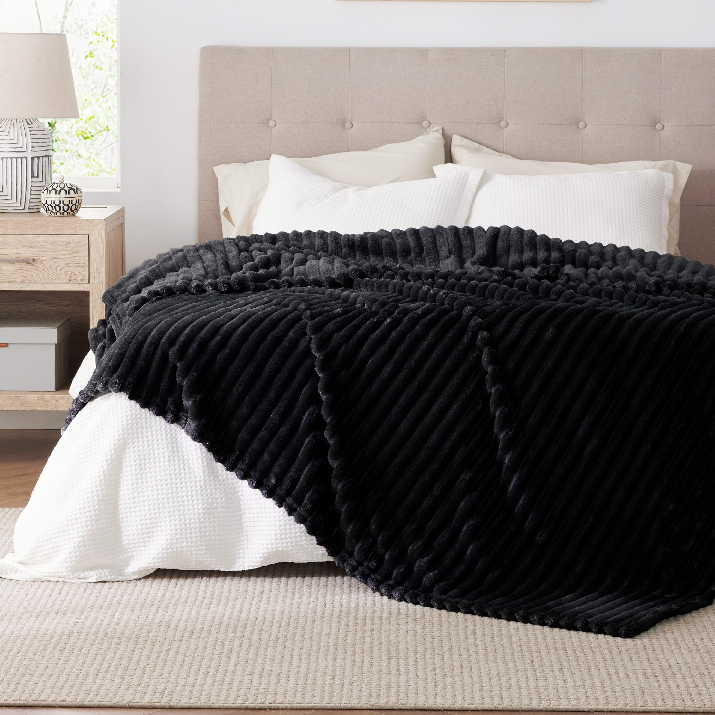 Foto 3 pulgar | Manta Bedsure Forro Polar de Franela Negro King Size - Venta Internacional
