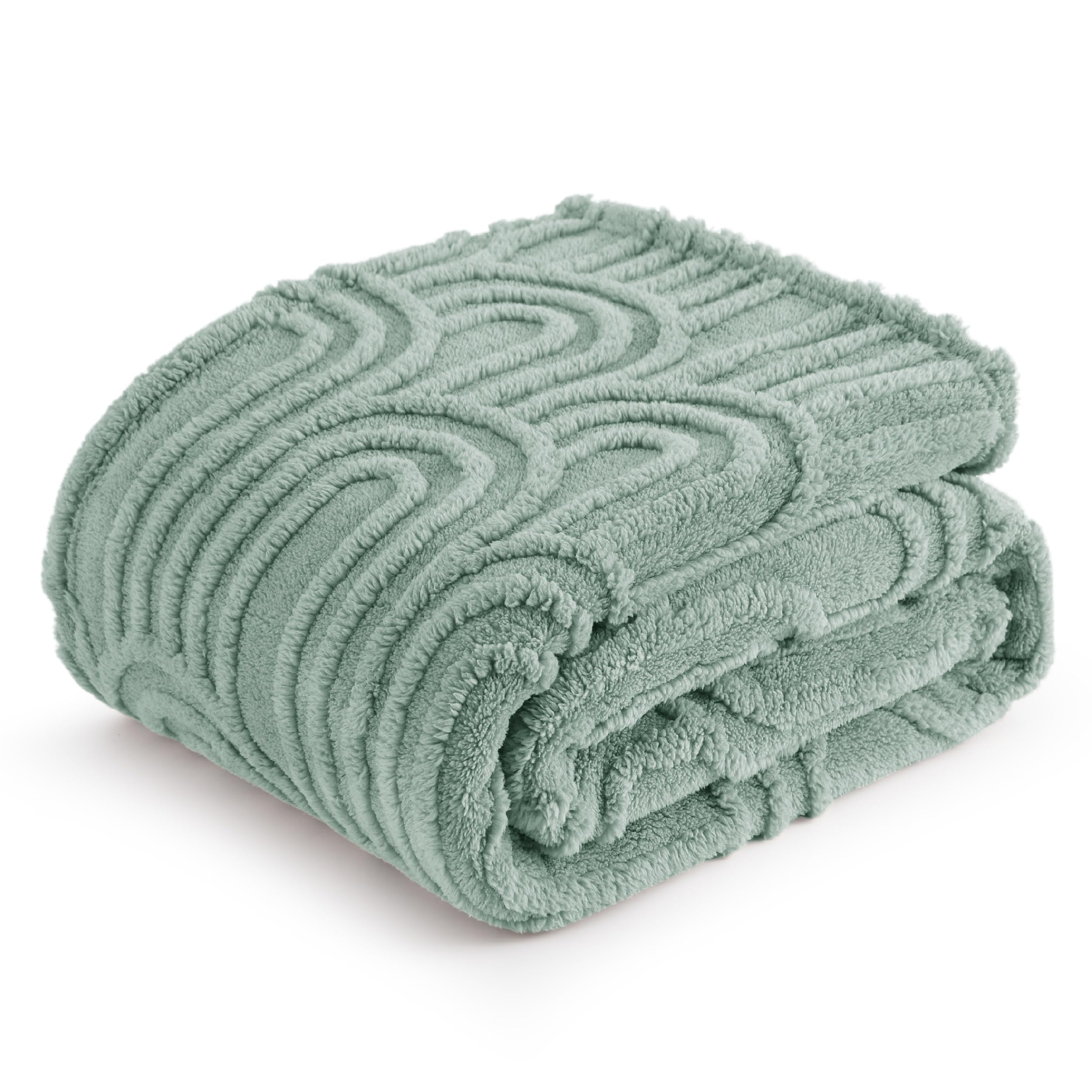Manta De Cama De Color Verde Salvia Supersuave, 130 X 150 Cm - Venta Internacional.