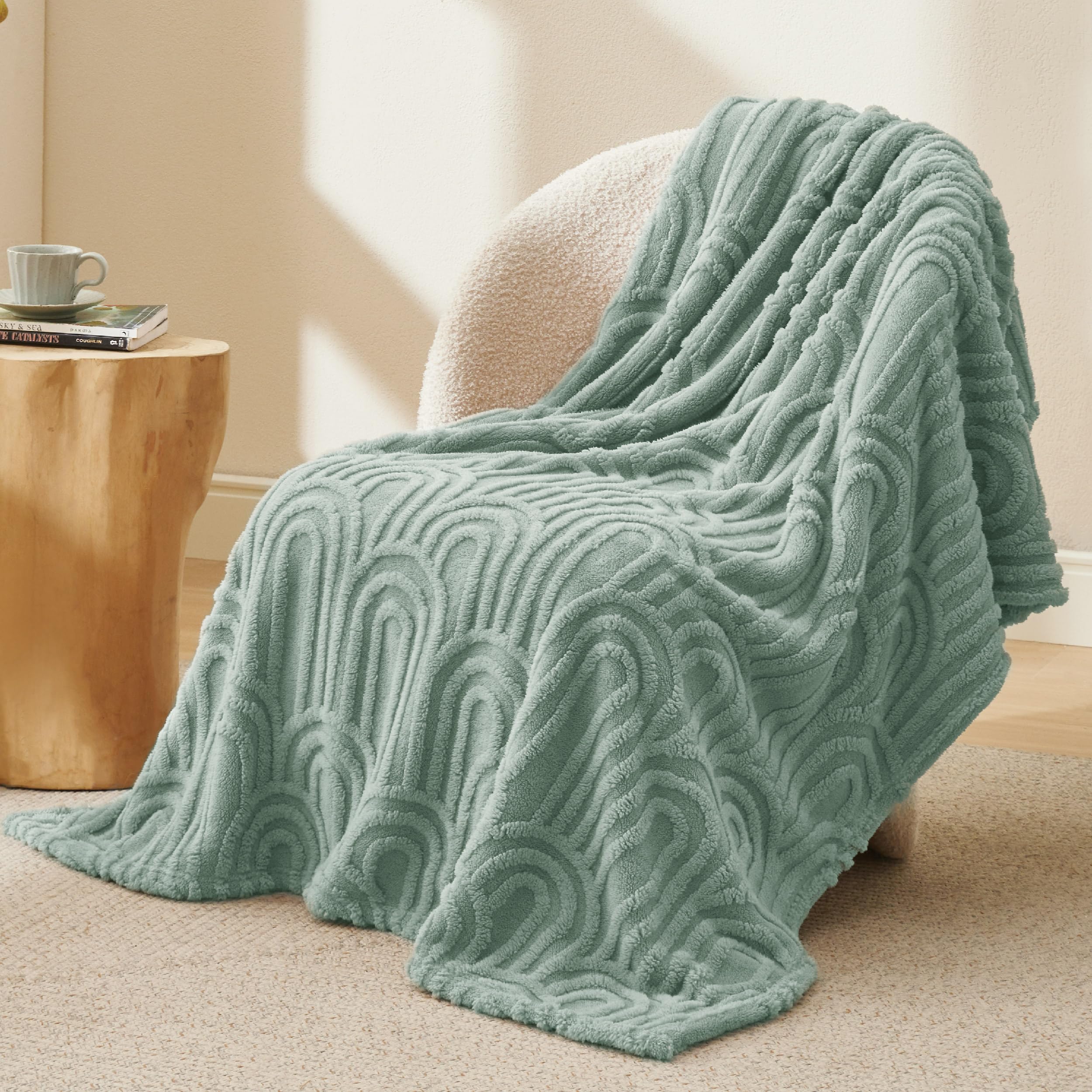 Foto 3 pulgar | Manta De Cama De Color Verde Salvia Supersuave, 130 X 150 Cm - Venta Internacional.