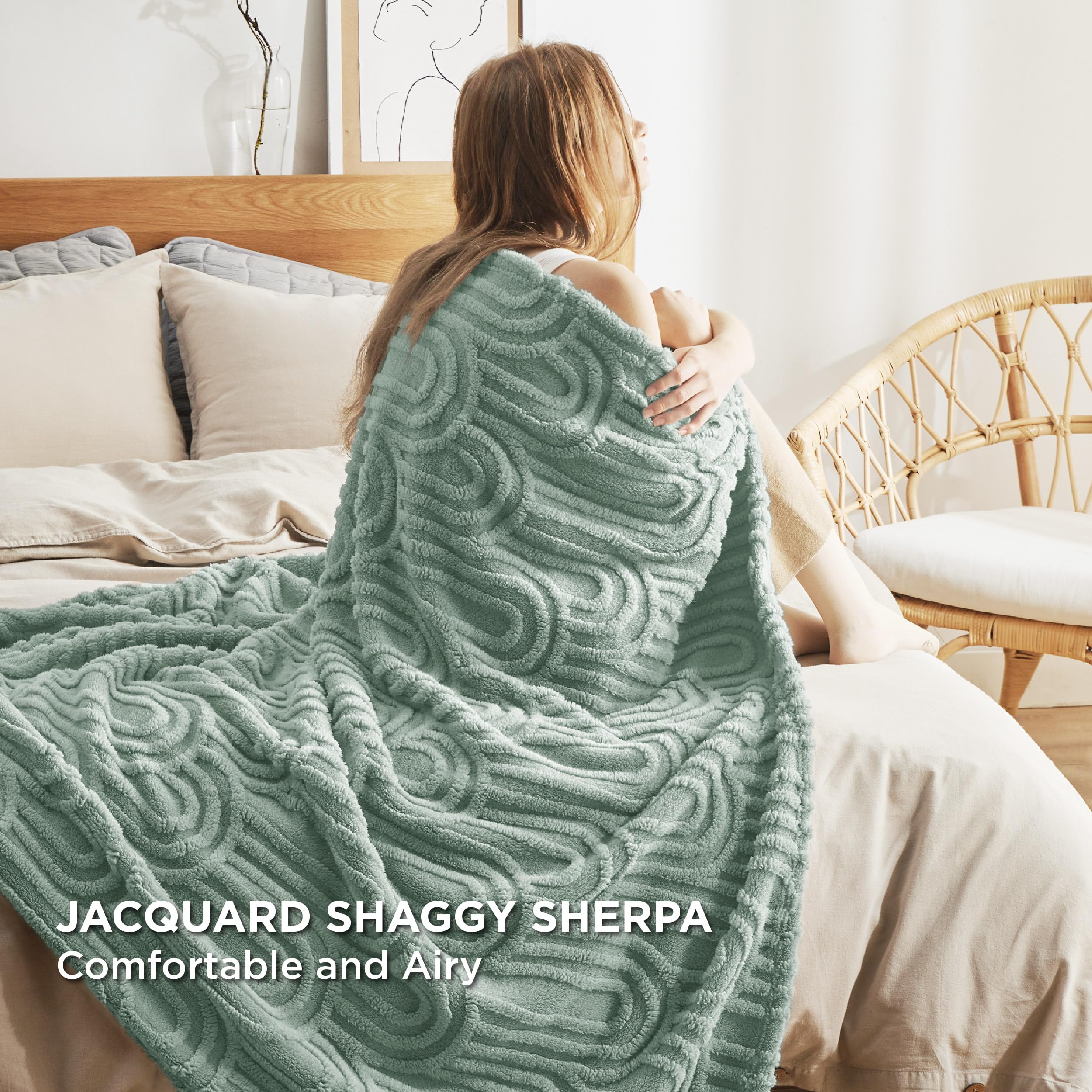 Foto 4 pulgar | Manta De Cama De Color Verde Salvia Supersuave, 130 X 150 Cm - Venta Internacional.