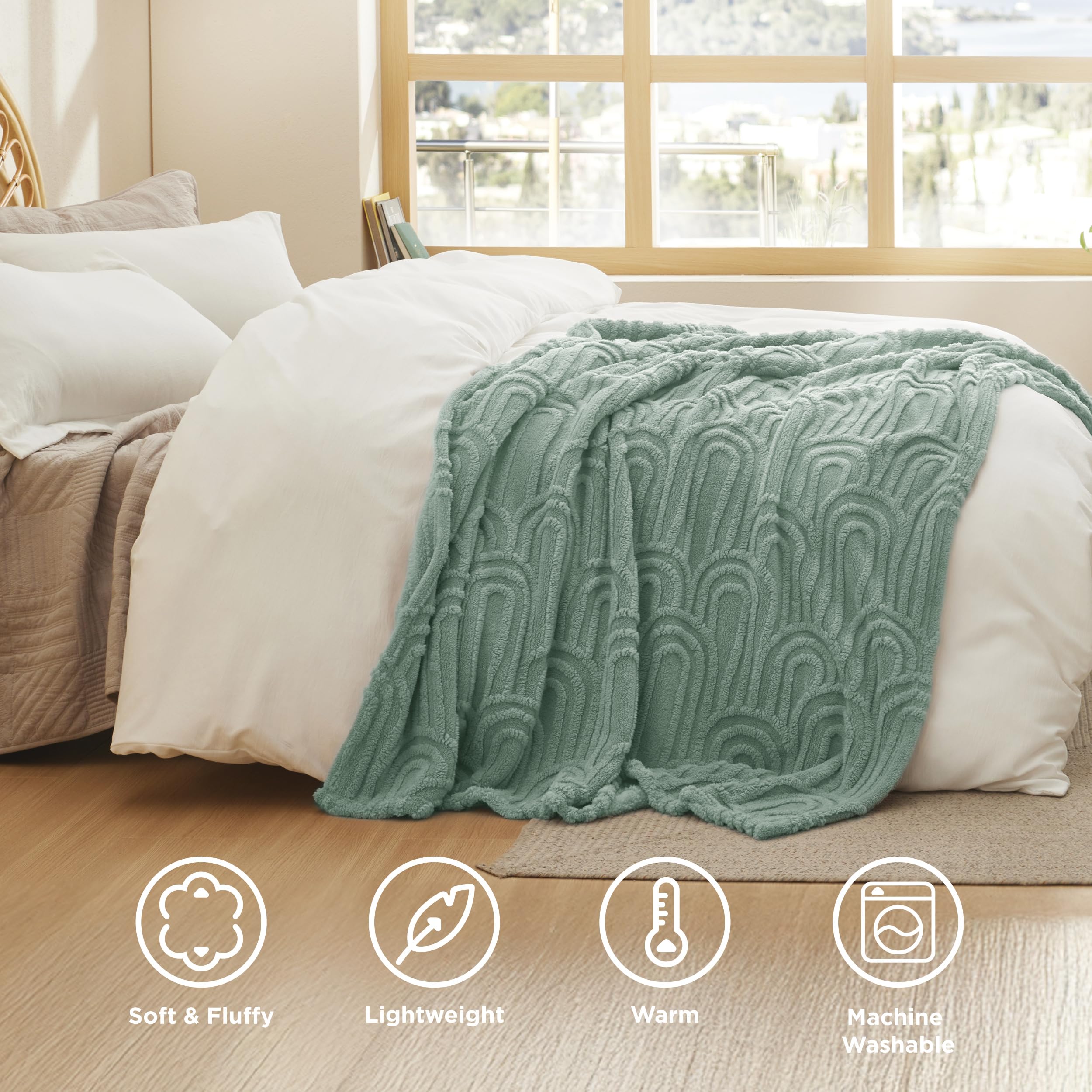 Foto 5 | Manta De Cama De Color Verde Salvia Supersuave, 130 X 150 Cm - Venta Internacional.