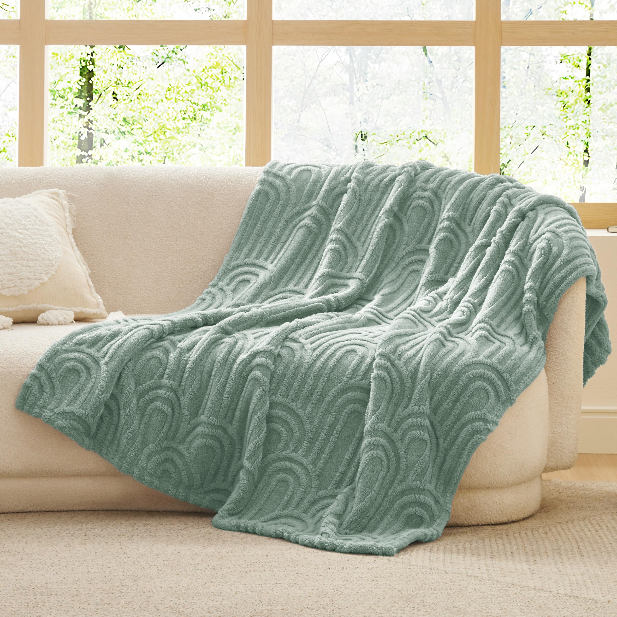 Foto 7 pulgar | Manta De Cama De Color Verde Salvia Supersuave, 130 X 150 Cm - Venta Internacional.