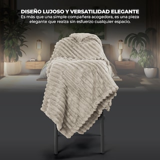 Foto 2 | Cobertor Cobija Stripes Yellow Mellow Matrimonial Suave con Relieve Ligera Tamaño 200x150cm Beige