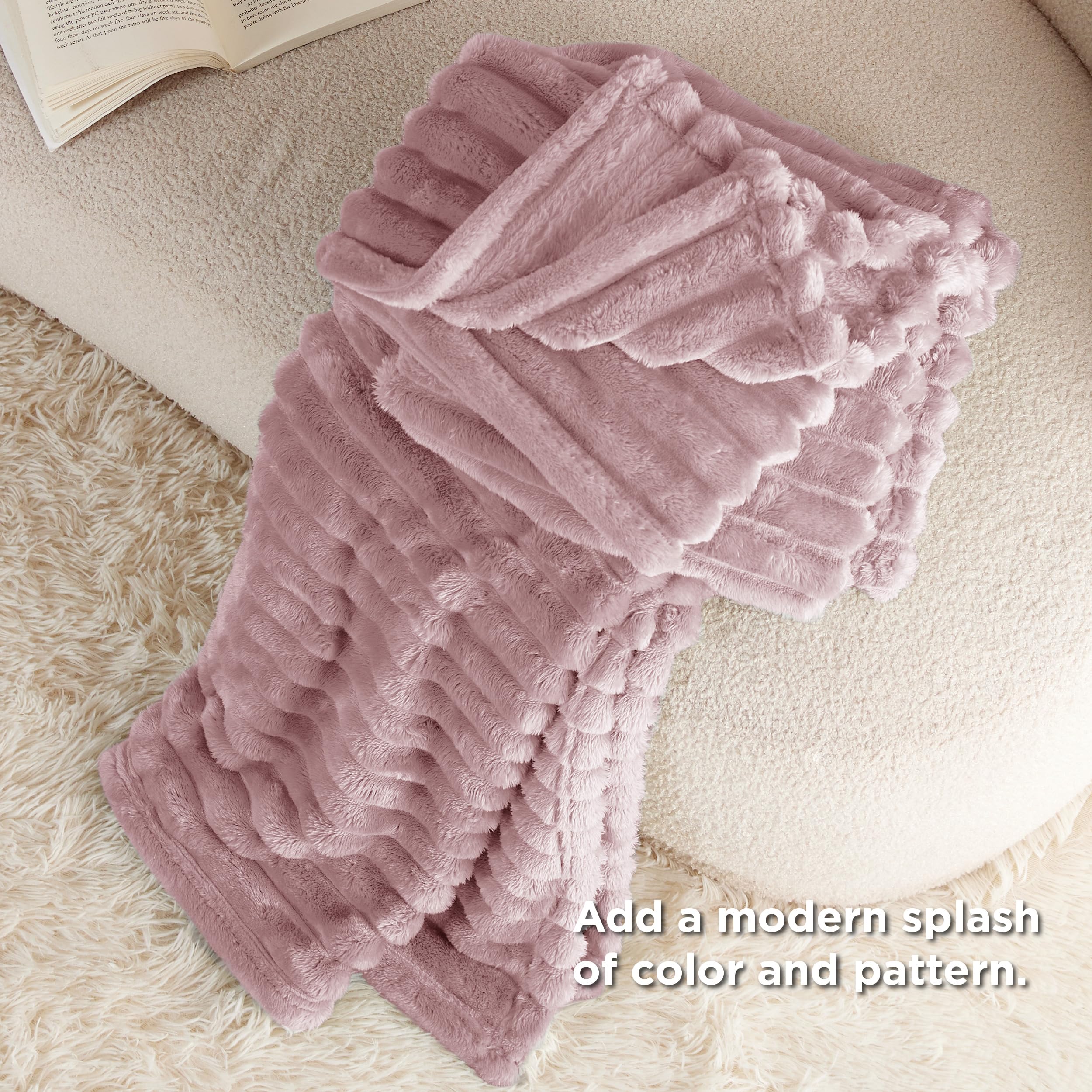 Foto 6 pulgar | Manta Bedsure De Forro Polar Rosa Para Sofá, 130 X 180 Cm - Venta Internacional.