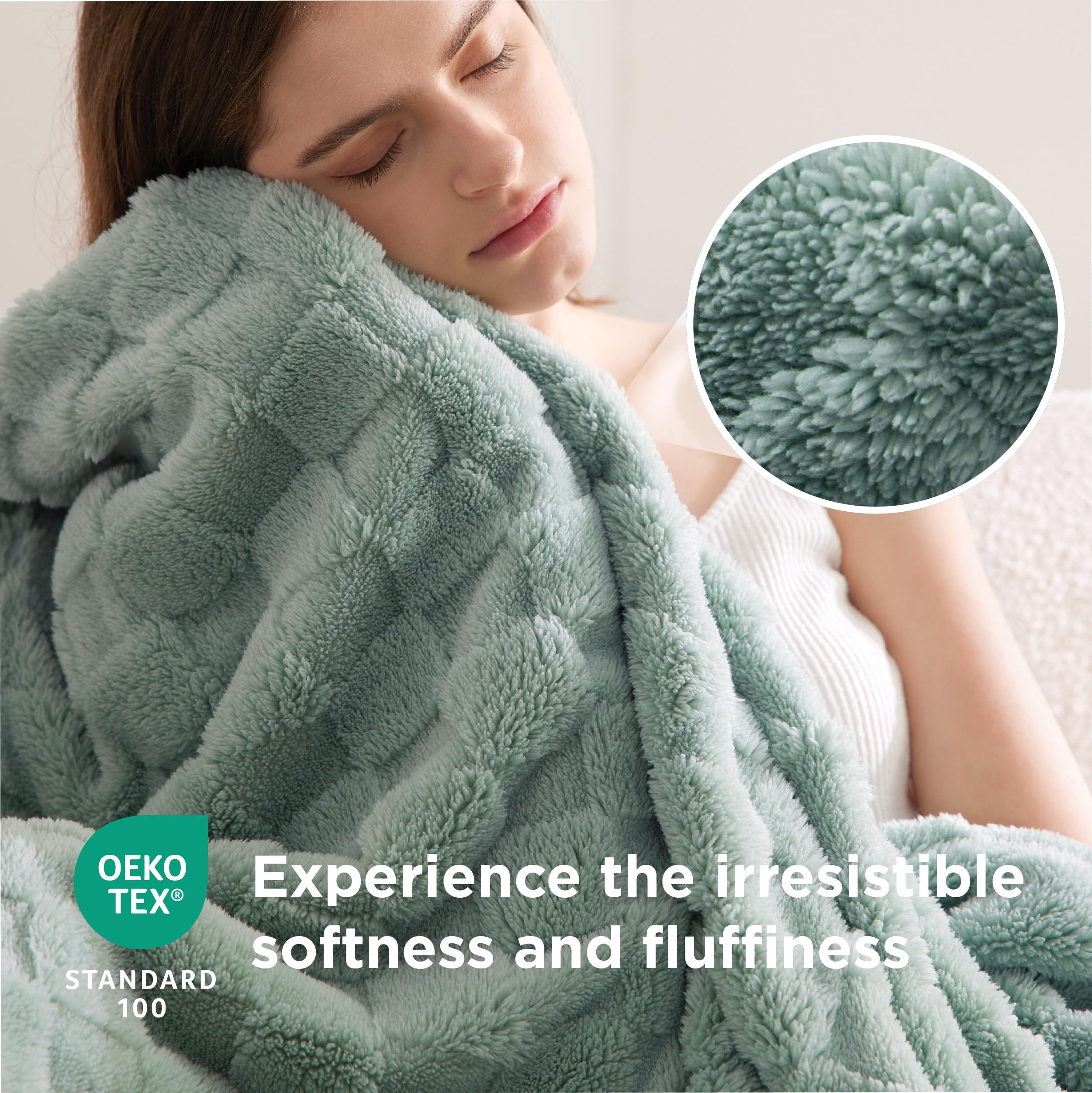 Foto 5 pulgar | Manta De Cama Con Forro Polar Queen, Color Verde Salvia, 230 X 230 Cm - Venta Internacional.
