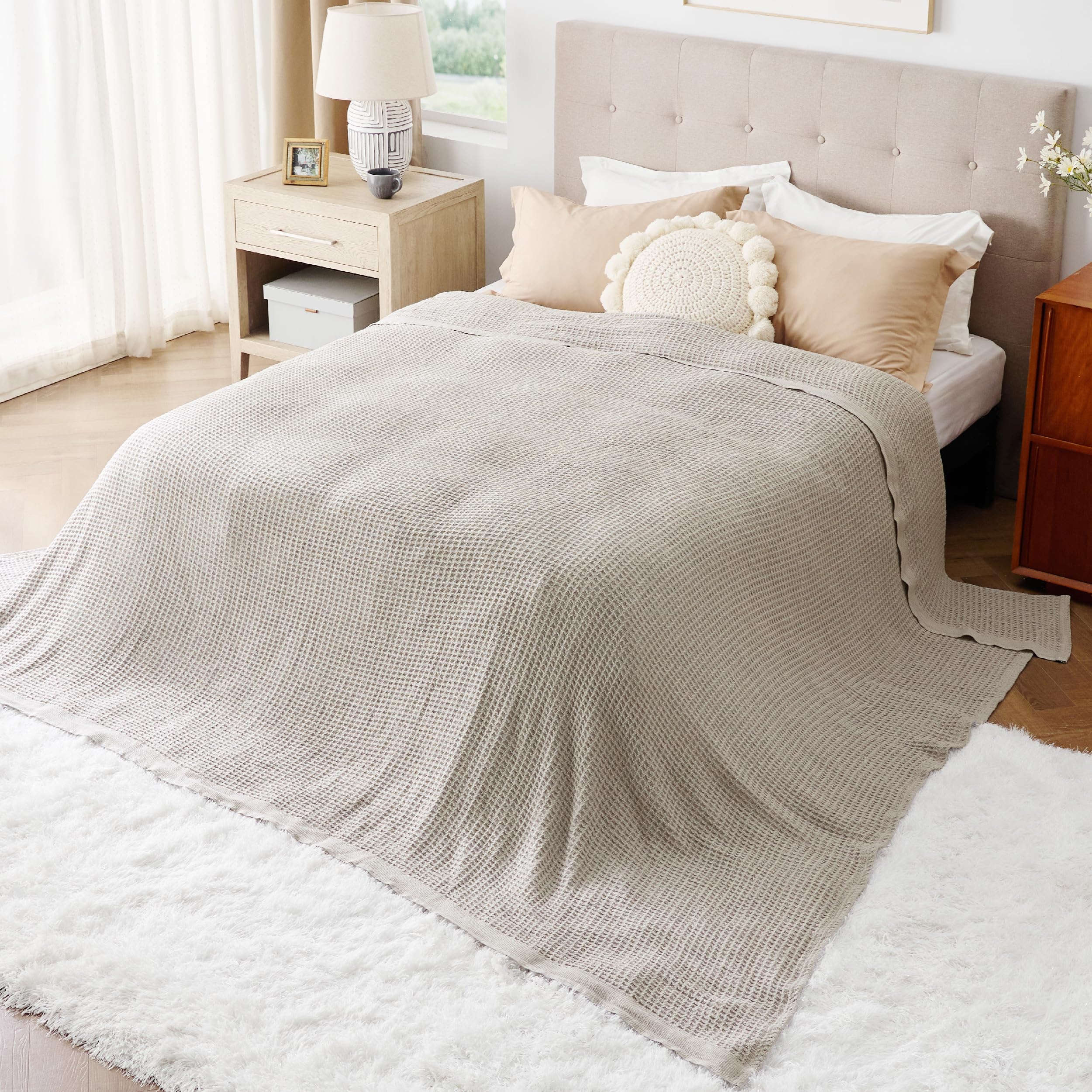 Foto 5 pulgar | Manta De Cama, 100% Algodón, Tejido Gofrado, Tamaño King - Venta Internacional.