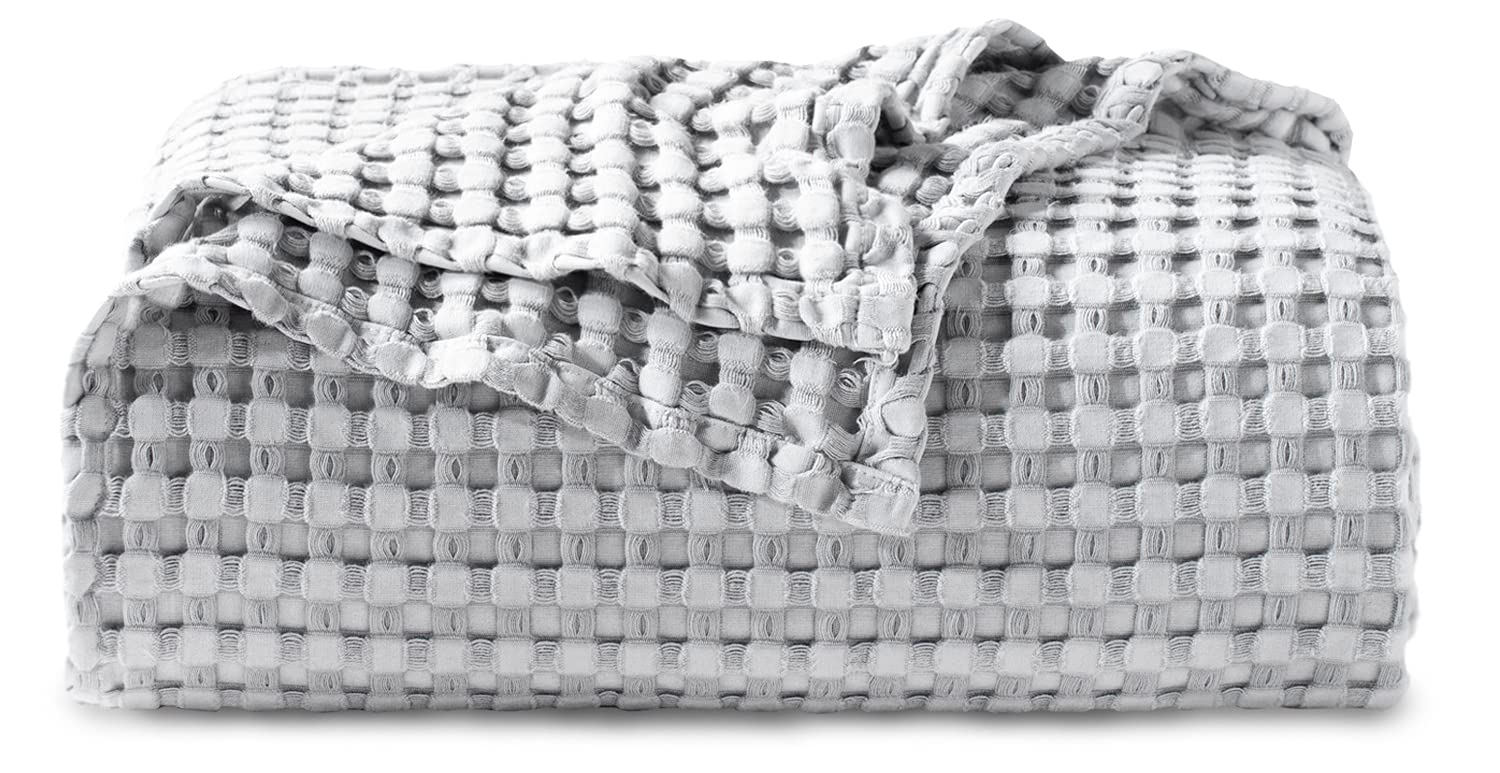 Manta Bedsure Cooling De Algodón Con Forma De Gofre, Tamaño Queen, Color Gris - Venta Internacional.