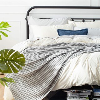 Foto 2 | Manta Bedsure Cooling De Algodón Con Forma De Gofre, Tamaño Queen, Color Gris - Venta Internacional.