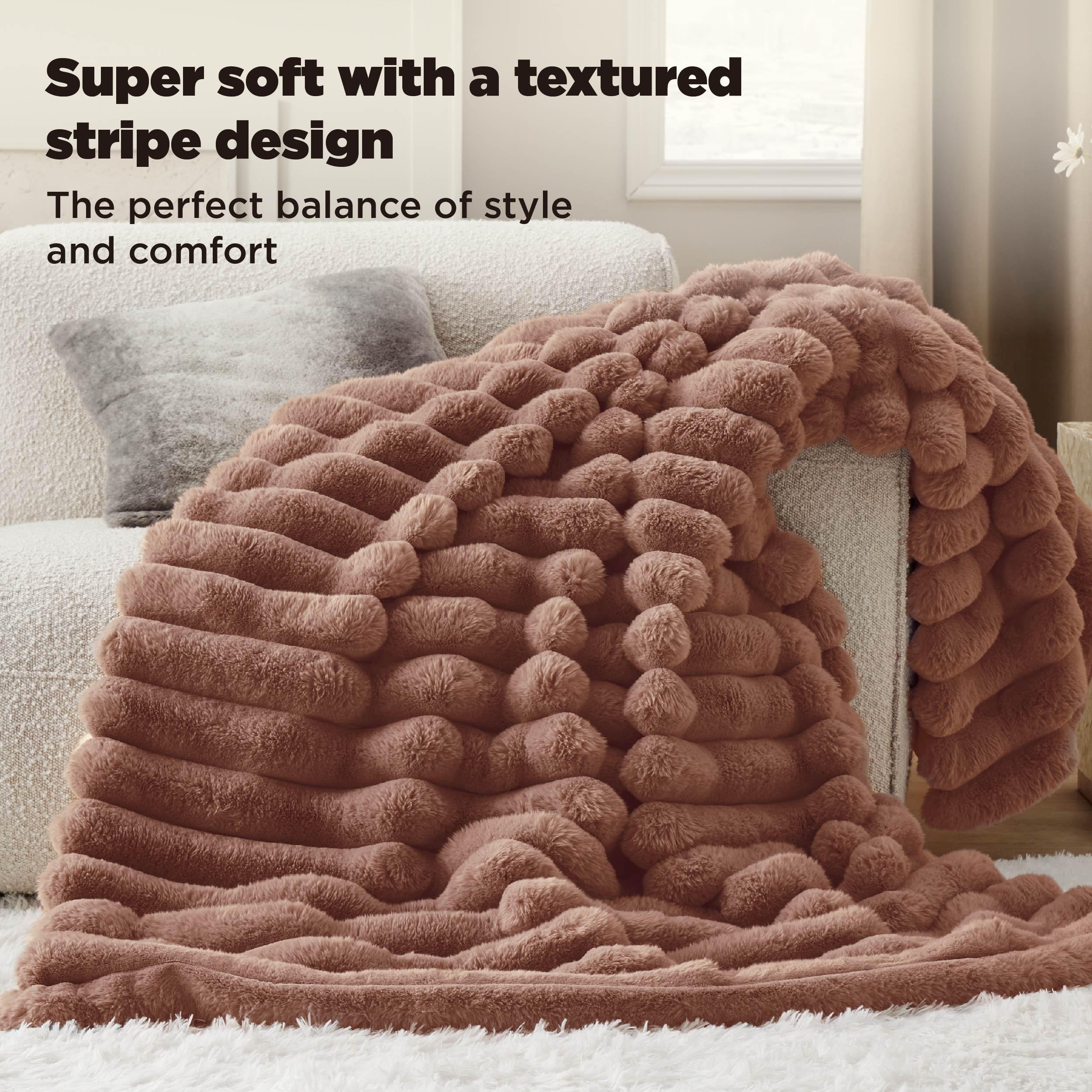 Foto 4 pulgar | Manta Bedsure De Piel Sintética Suave Y Esponjosa, 50 X 70 Pulgadas, Marrón Oscuro - Venta Internacional.