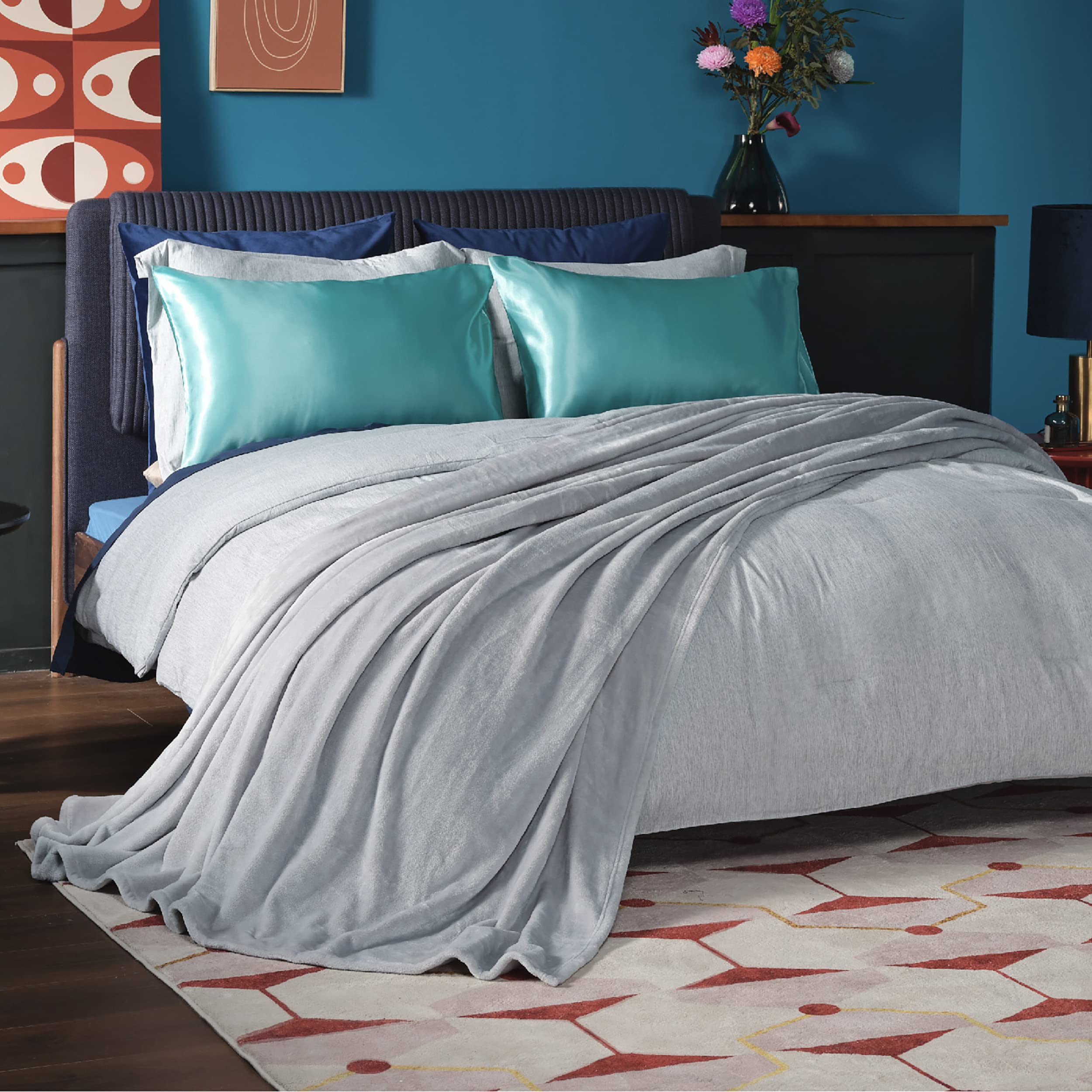Foto 3 pulgar | Manta De Cama Con Forro Polar Tamaño Queen, Color Gris Claro, 230 X 230 Cm - Venta Internacional.