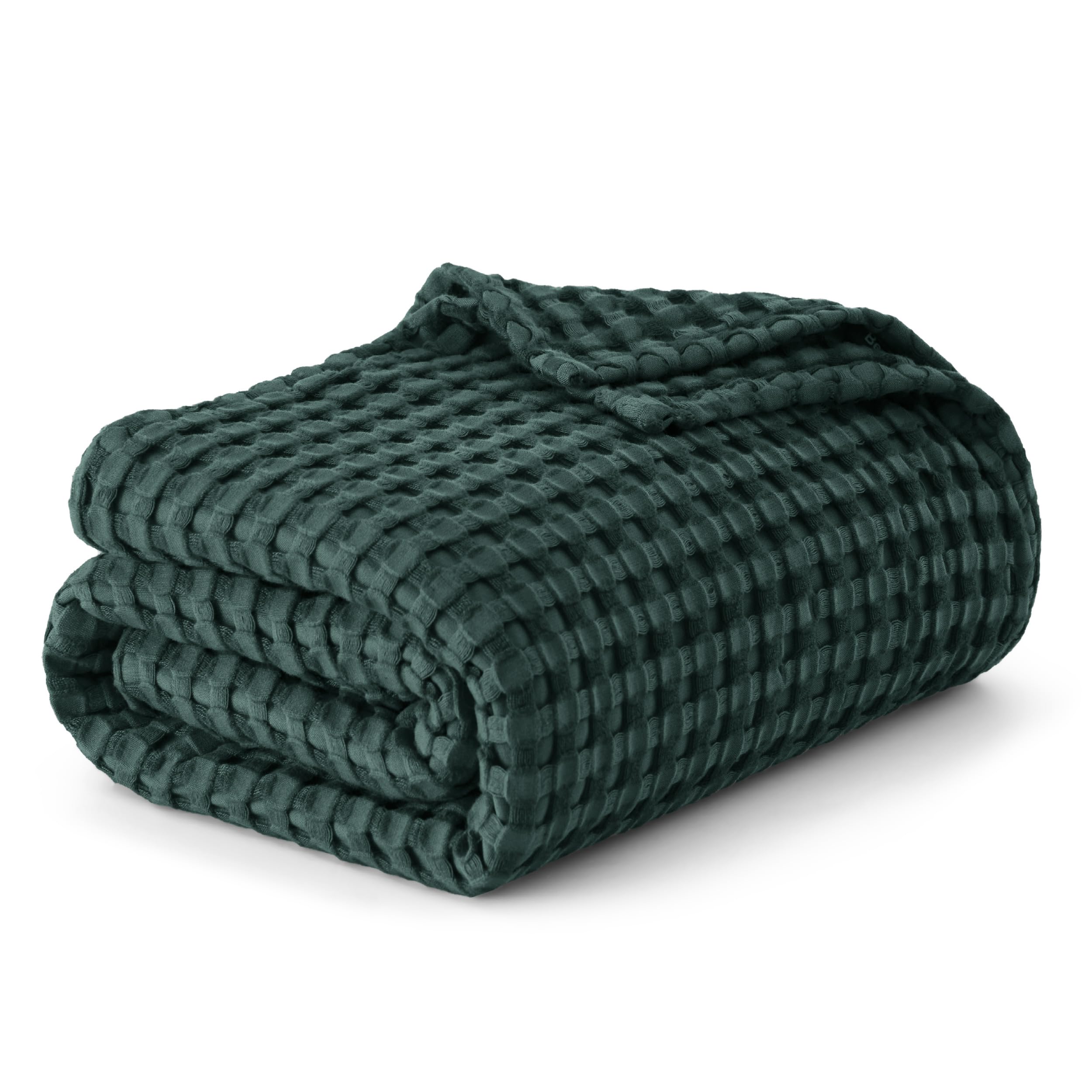 Manta Bedsure Cooling De Algodón Con Forma De Gofre Tamaño Queen, Color Verde Oscuro - Venta Internacional.