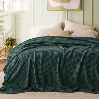 Foto 2 | Manta Bedsure Cooling De Algodón Con Forma De Gofre Tamaño Queen, Color Verde Oscuro - Venta Internacional.