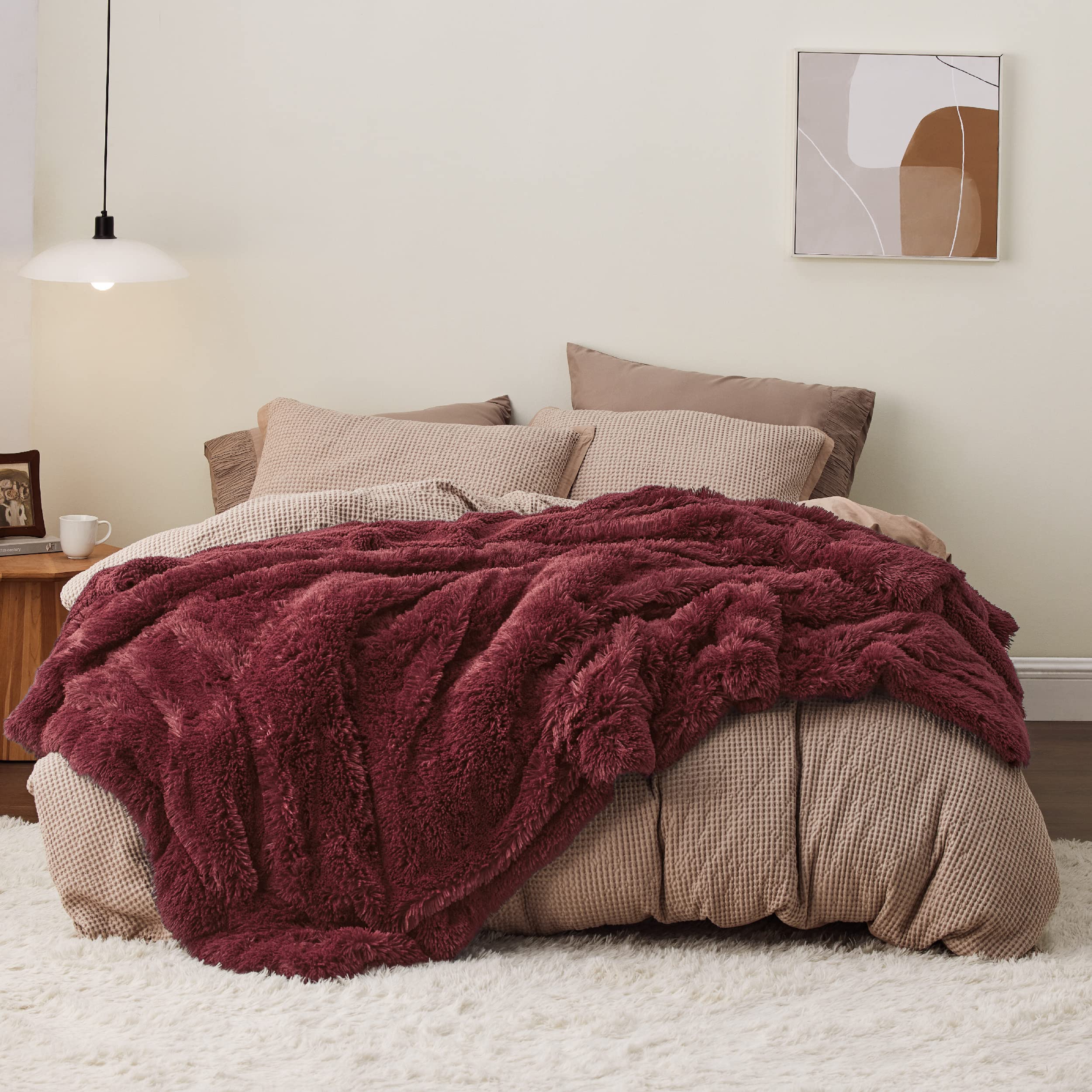 Foto 7 pulgar | Manta Bedsure Fluffy, Color Rojo Burdeos, Tamaño King Size, Para Cama, 270 X 230 Cm - Venta Internacional.