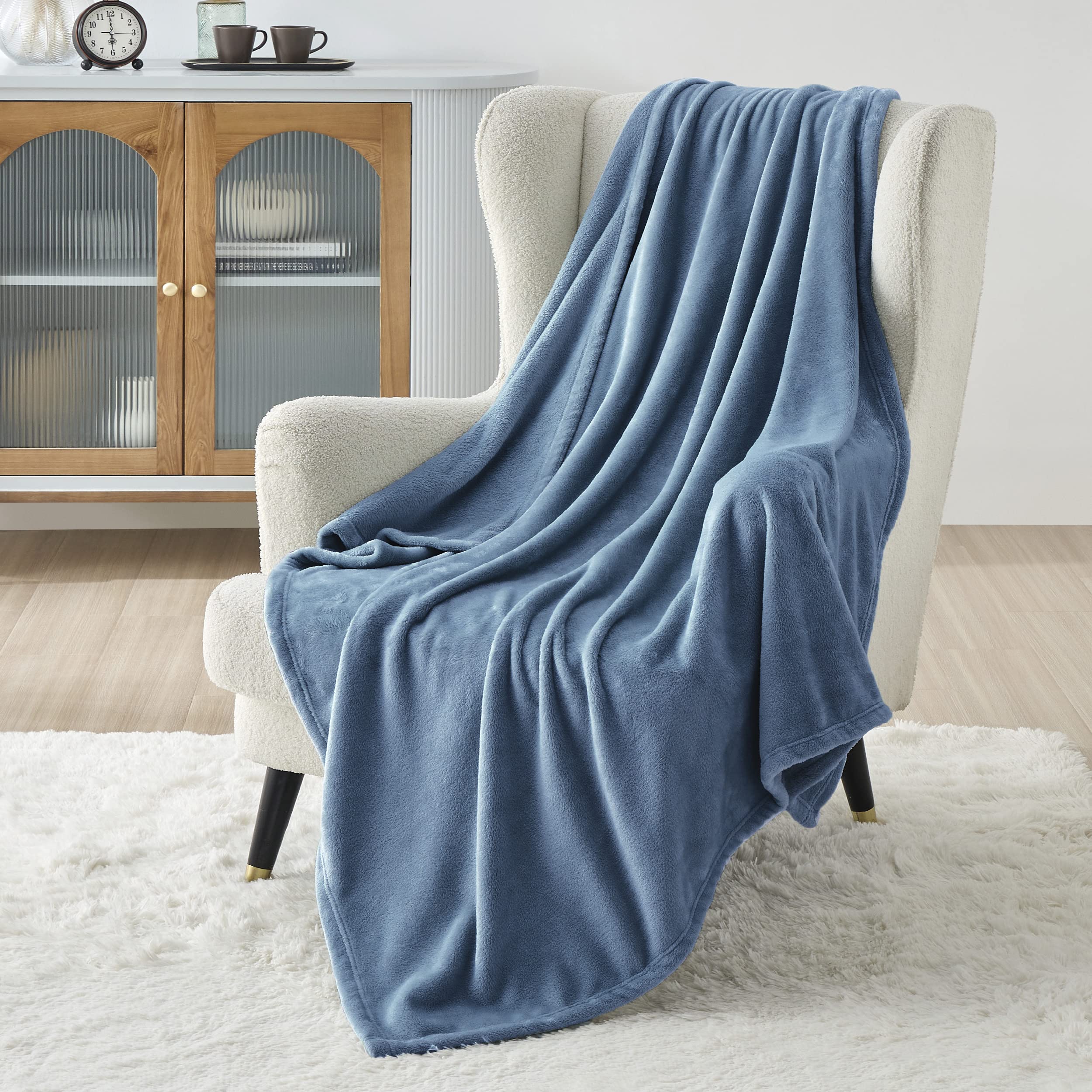 Manta Polar Para Cama, Color Azul Lavado, 300 G/m², Tamaño Doble, 150 X 200 Cm - Venta Internacional.