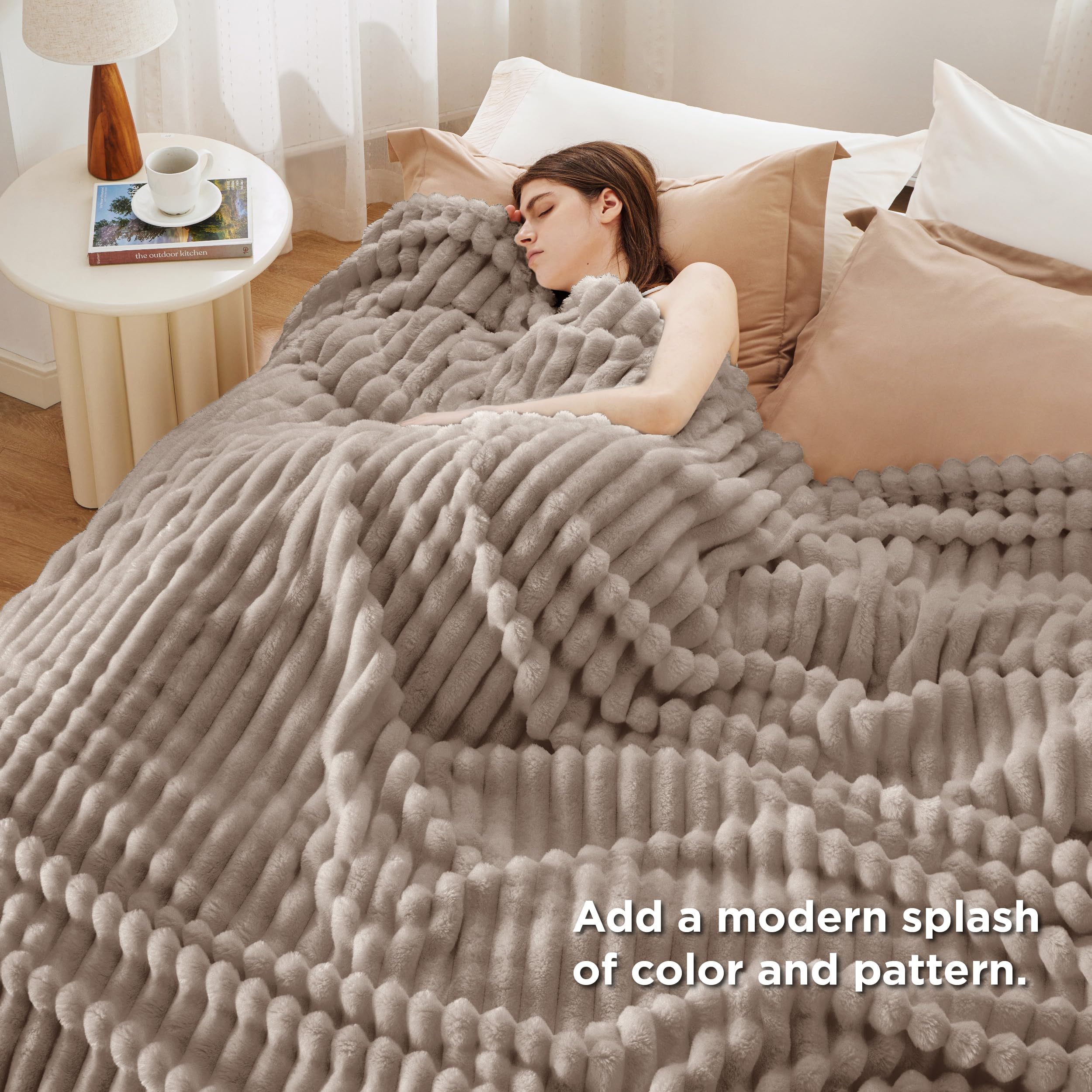 Foto 5 pulgar | Manta Bedsure, Forro Polar, Color Moca, Merengue, Para Sofá, 230 X 230 Cm - Venta Internacional.