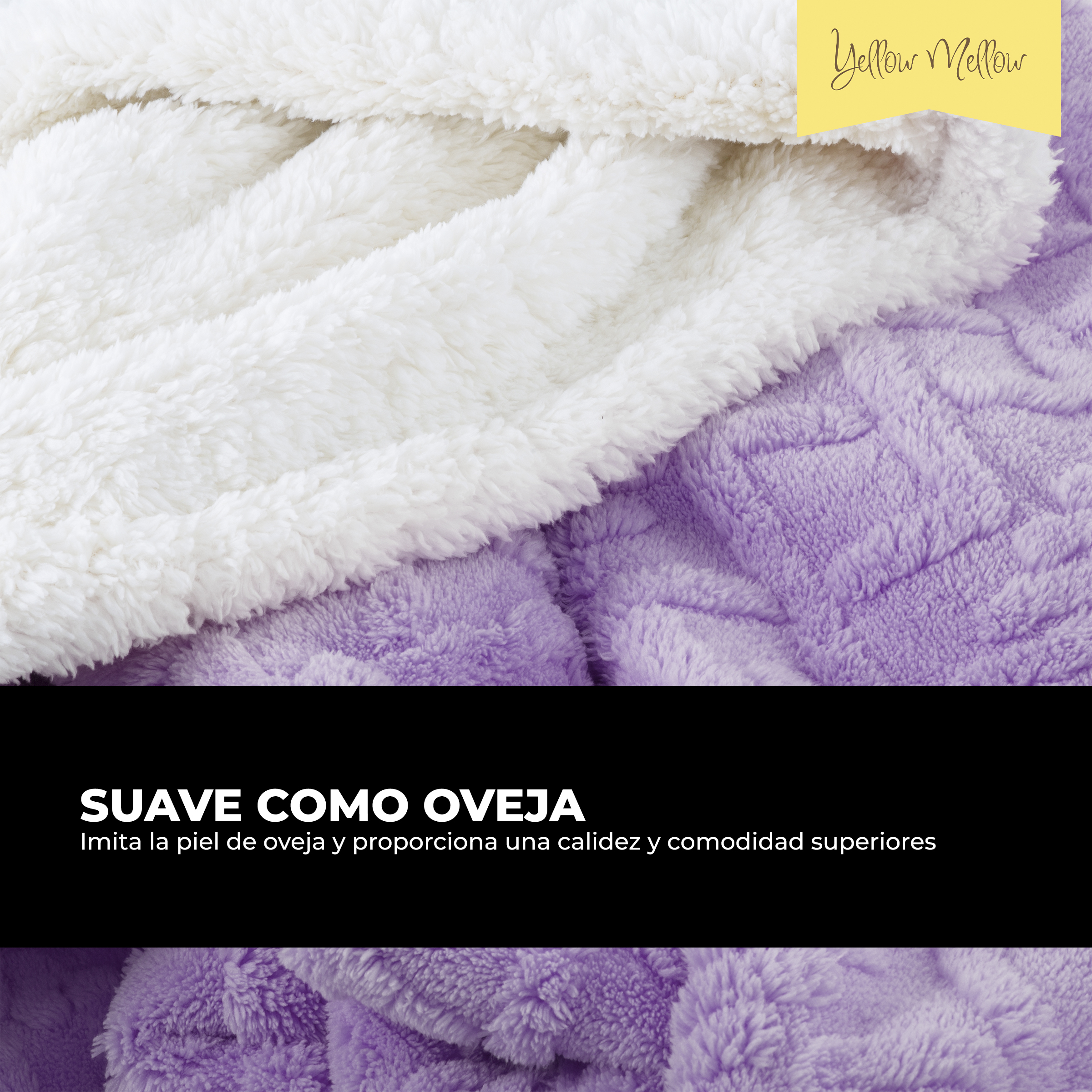Foto 2 | Cobertor Cobija Aborregado Con Forro Polar Sherpa | Suave | Caliente | Ligera | Tamaño 230x200cm (Lila, 230x200cm)