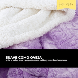 Foto 2 | Cobertor Cobija Aborregado Con Forro Polar Sherpa | Suave | Caliente | Ligera | Tamaño 230x200cm (Lila, 230x200cm)