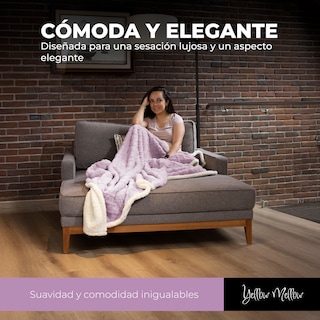 Foto 7 | Cobertor Cobija Aborregado Con Forro Polar Sherpa | Suave | Caliente | Ligera | Tamaño 230x200cm (Lila, 230x200cm)