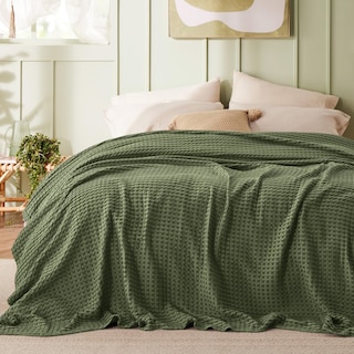Foto 2 | Manta Bedsure De Algodón Refrescante Con Forma De Gofre, Tamaño Queen, Color Verde, 230 X 230 Cm - Venta Internacional.
