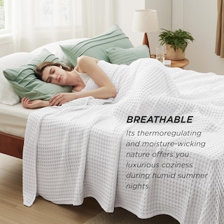 Foto 6 | Manta Bedsure De Algodón Refrescante Con Forma De Gofre, Tamaño Queen, Color Verde, 230 X 230 Cm - Venta Internacional.