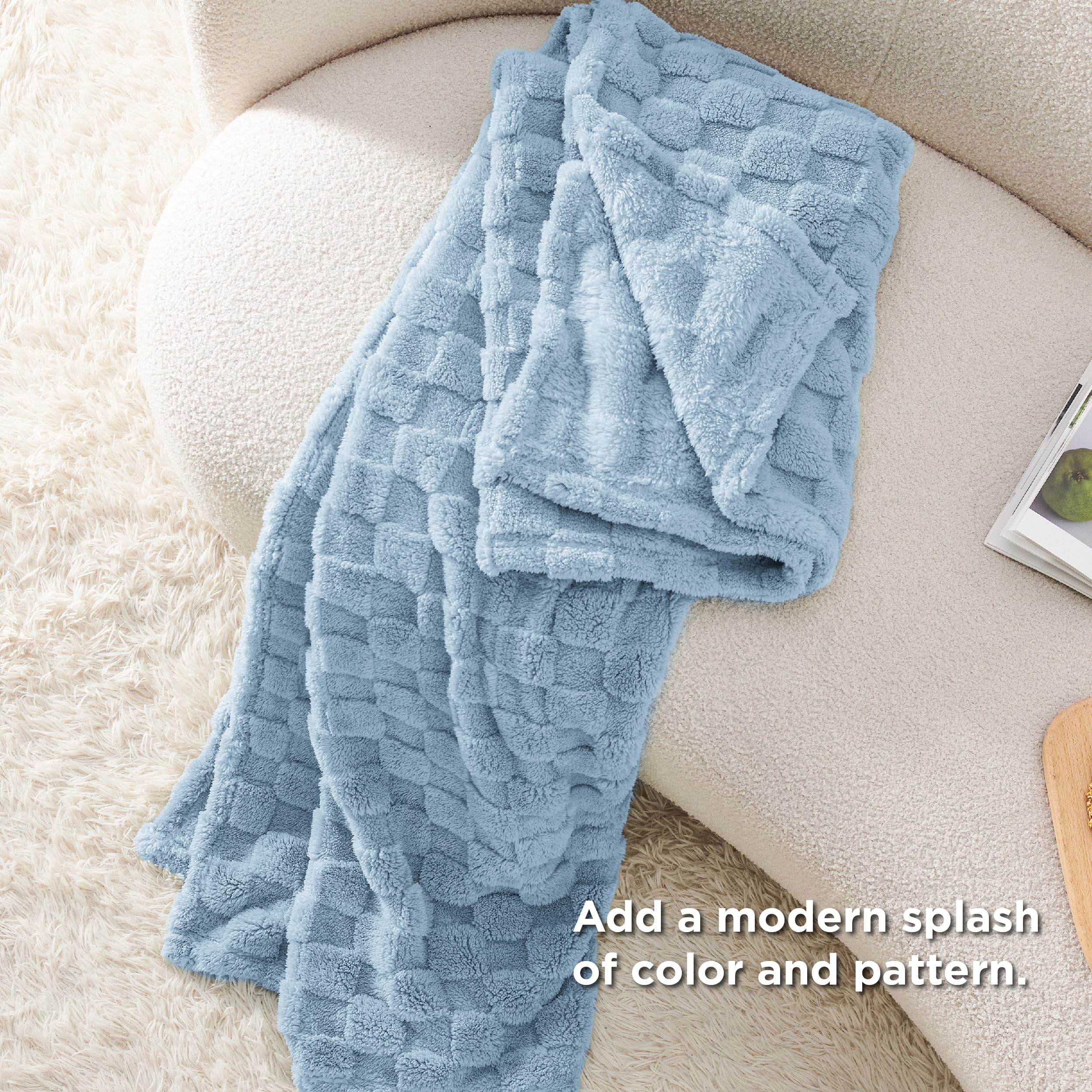 Foto 5 | Manta Bedsure De Forro Polar Azul Marino Para Sofá, 130 X 150 Cm - Venta Internacional.