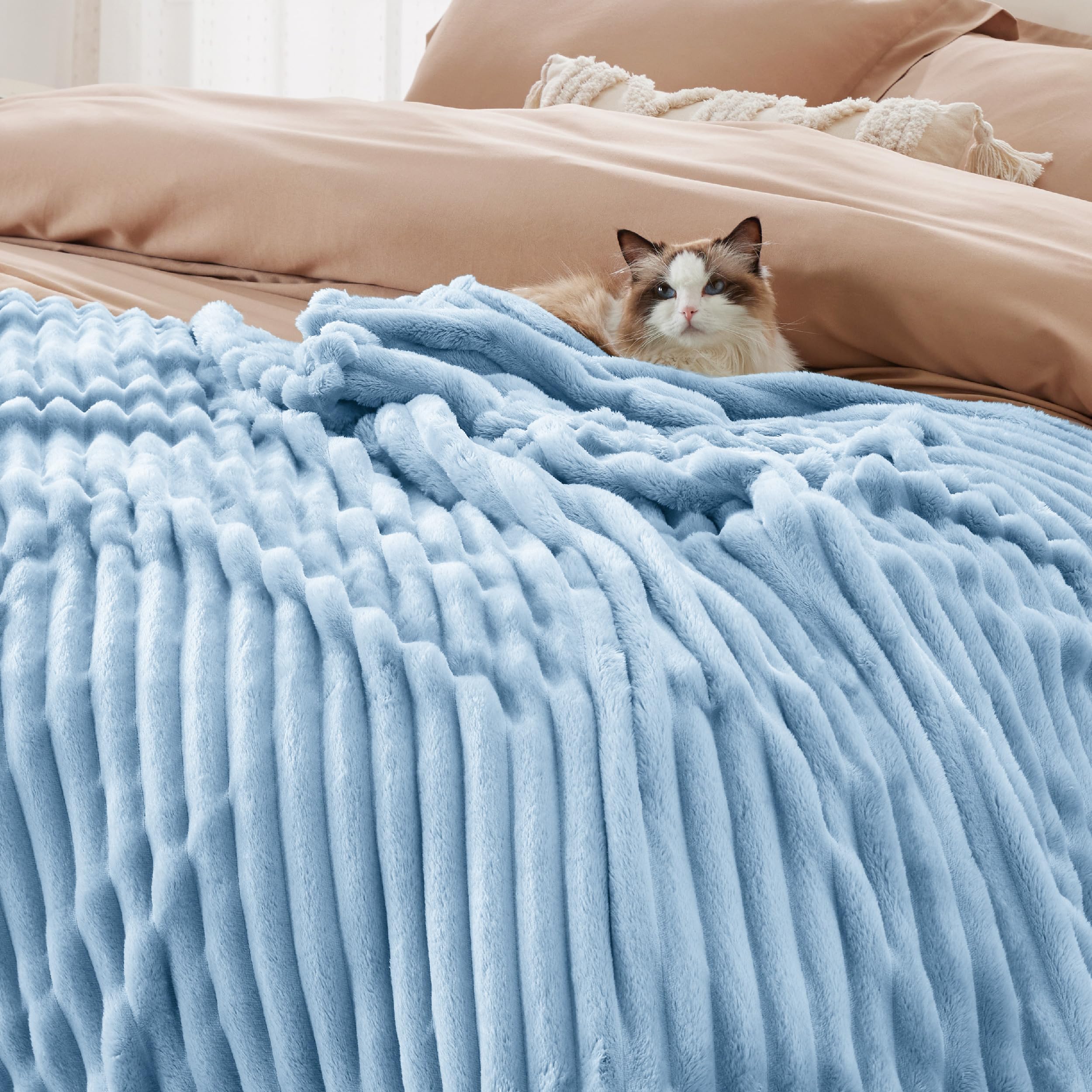 Foto 4 | Manta De Forro Polar Azul Suave Y Acogedora Para Sofá, 275 X 230 Cm - Venta Internacional.