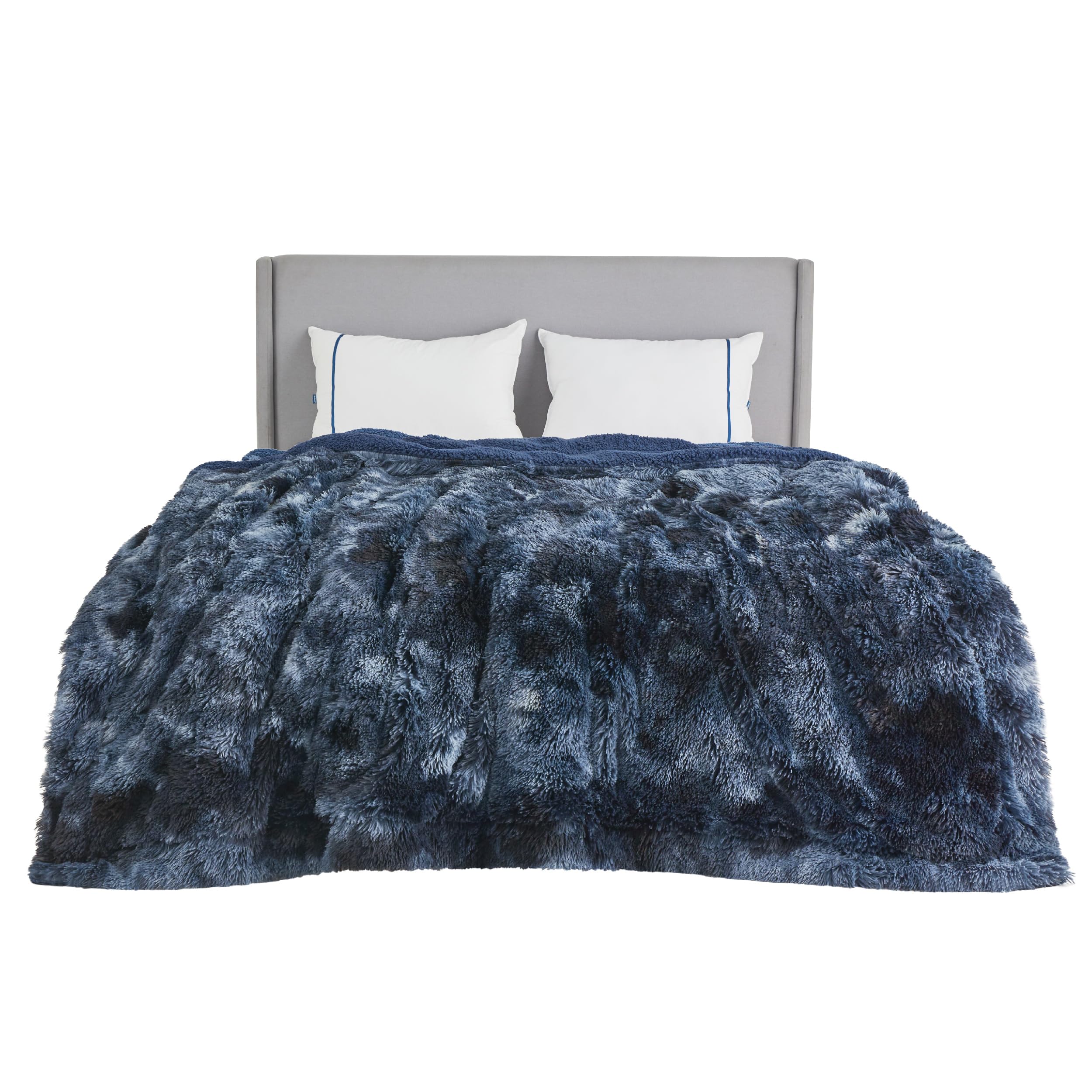 Manta Bedsure Fluffy Tie Dye, Azul Marino, Tamaño Queen - Venta Internacional.