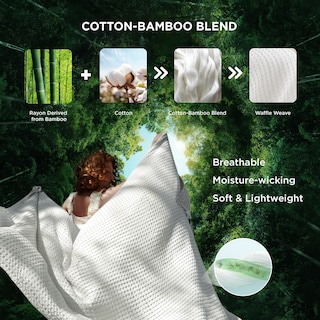 Foto 2 | Manta Bedsure Cooling De Algodón Con Forma De Gofre, Tamaño Queen, Color Verde - Venta Internacional.