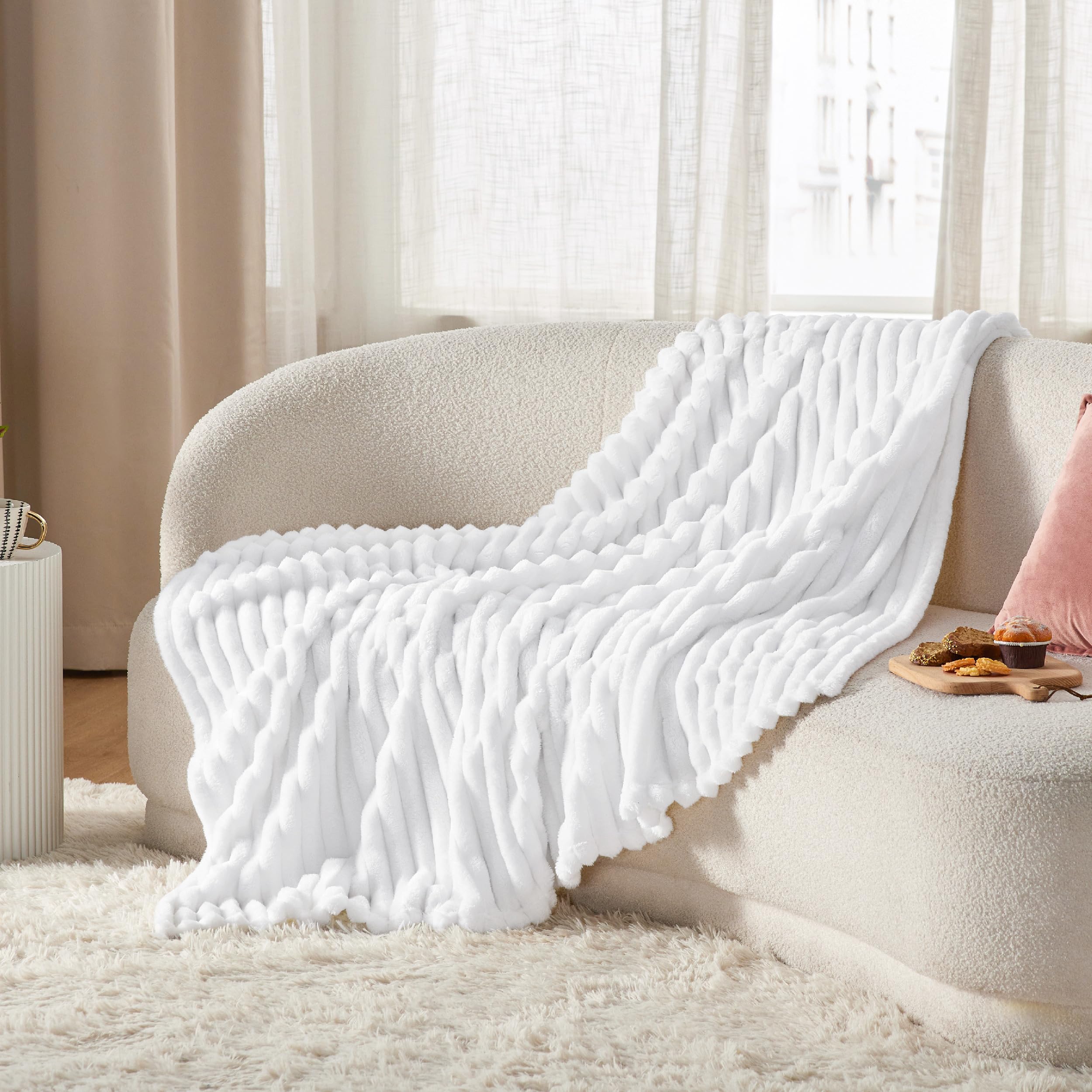 Foto 6 pulgar | Manta Bedsure De Forro Polar Blanco Para Sofá, 50 X 70 Cm - Venta Internacional.