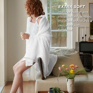 Foto 5 | Manta Bedsure Cooling De Algodón Con Forma De Gofre, Tamaño King, Color Blanco - Venta Internacional.