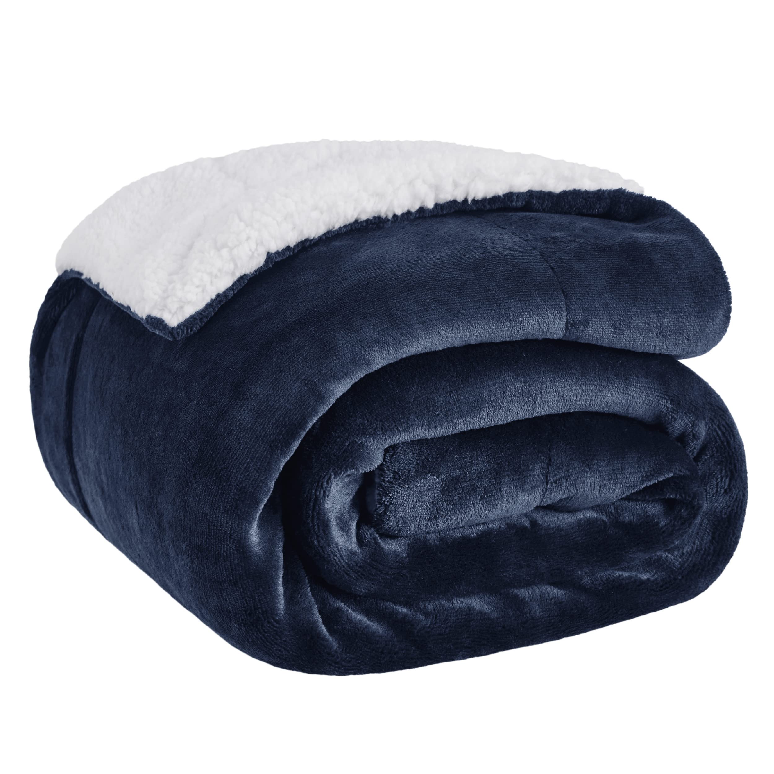 Manta De Forro Polar Sherpa Para Sofá, 130 X 150 Cm, Color Azul Marino - Venta Internacional.