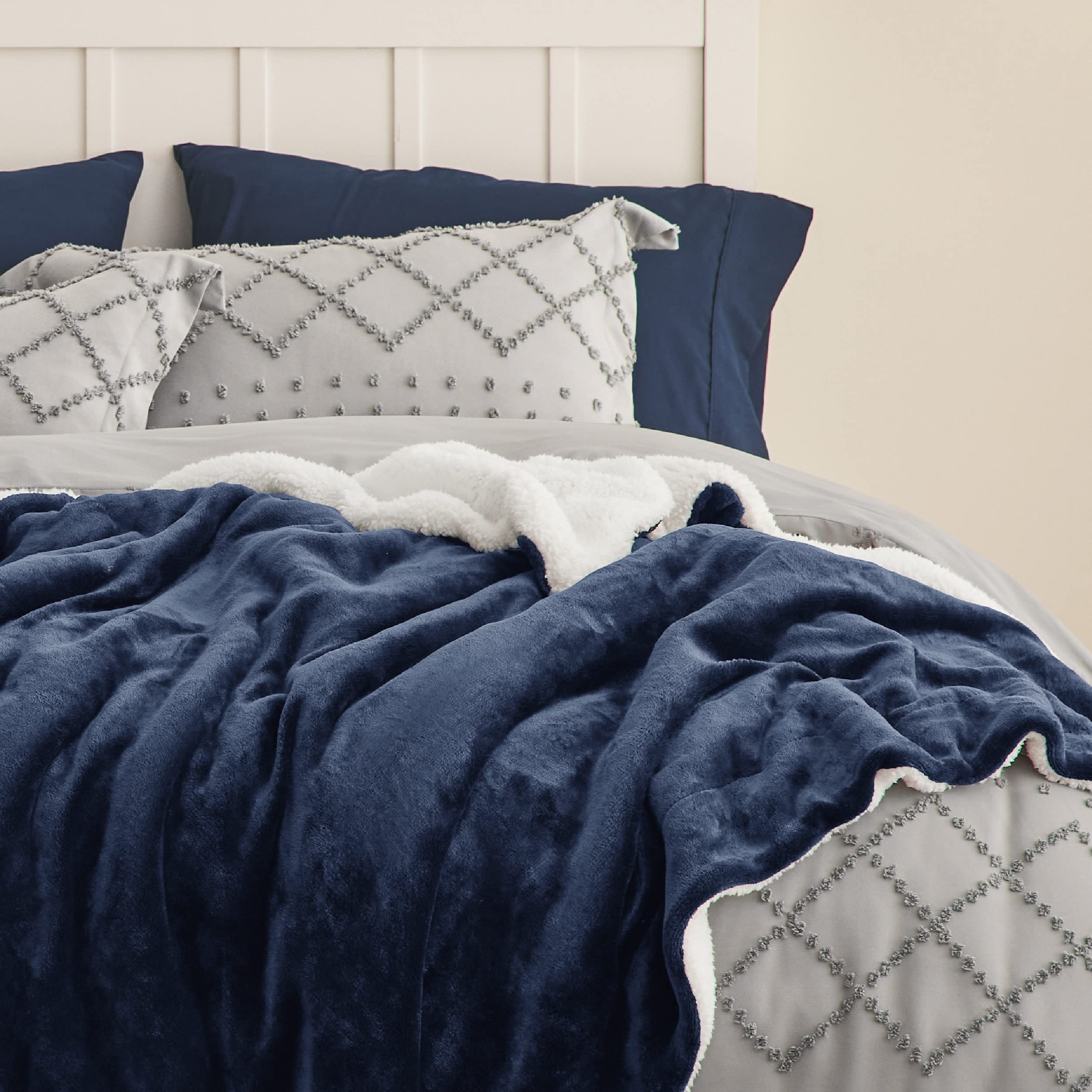 Foto 4 | Manta De Forro Polar Sherpa Para Sofá, 130 X 150 Cm, Color Azul Marino - Venta Internacional.