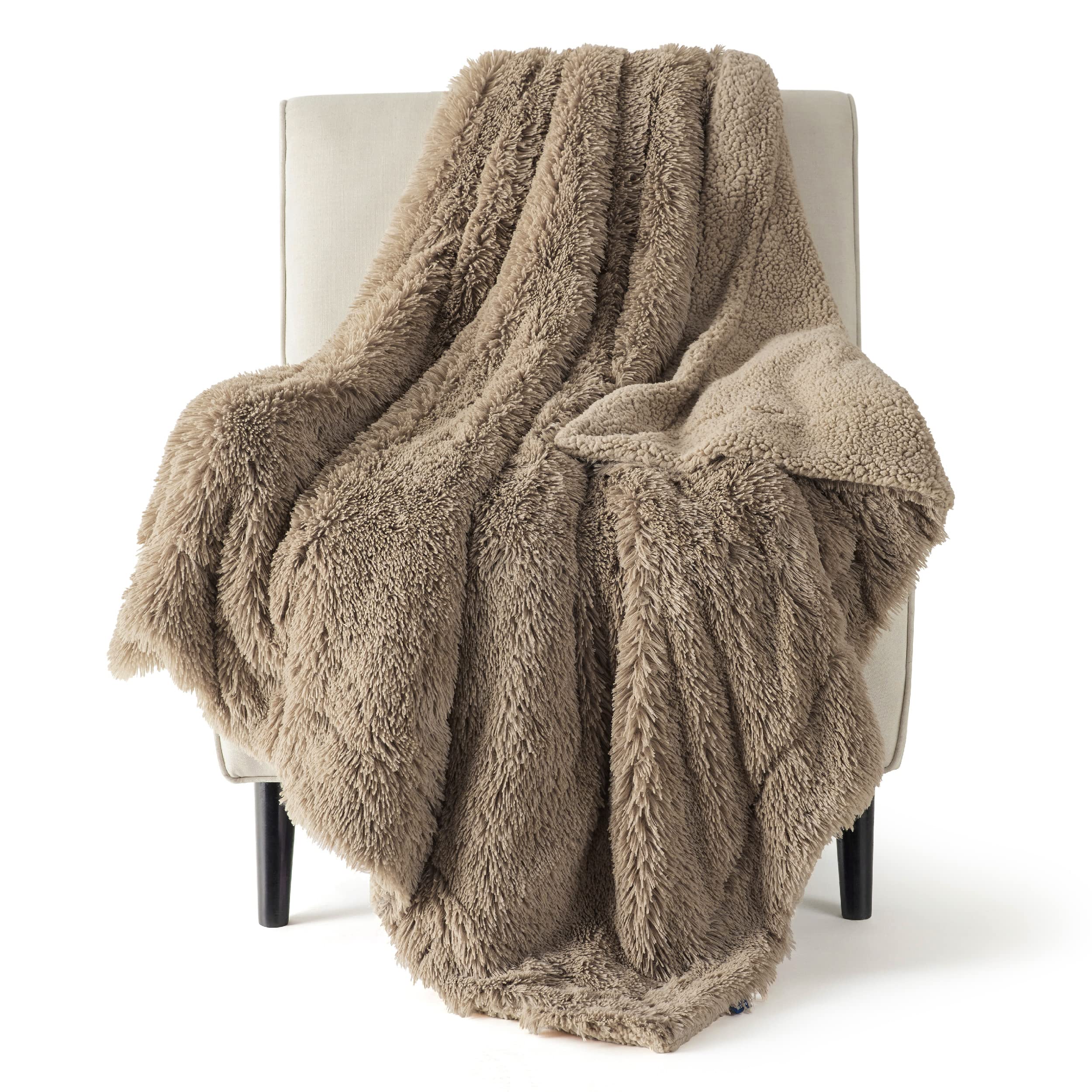 Foto 1 | Manta Bedsure Fuzzy Sherpa De Piel Sintética, Tamaño Doble, Color Marrón - Venta Internacional.