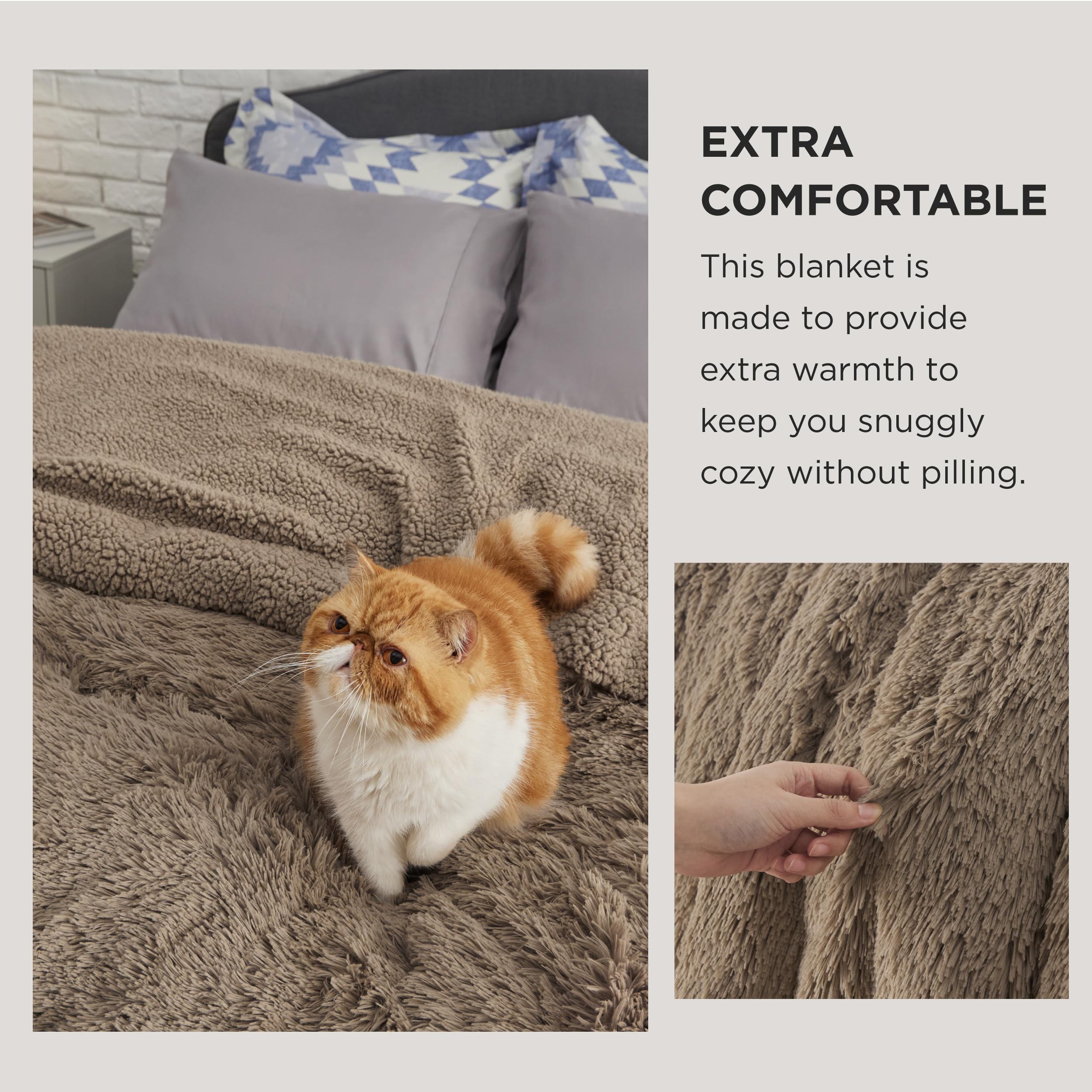 Foto 4 pulgar | Manta Bedsure Fuzzy Sherpa De Piel Sintética, Tamaño Doble, Color Marrón - Venta Internacional.