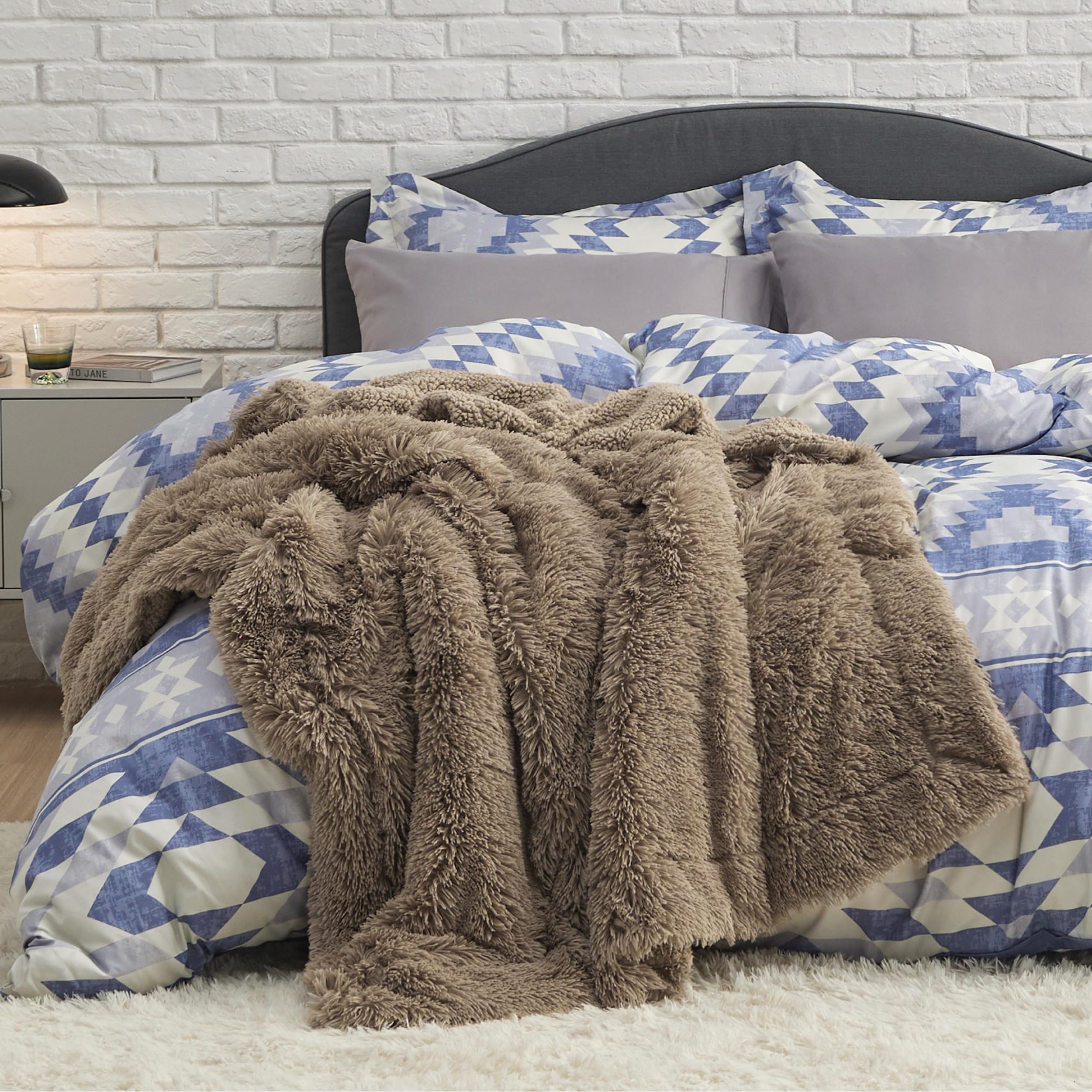 Foto 6 | Manta Bedsure Fuzzy Sherpa De Piel Sintética, Tamaño Doble, Color Marrón - Venta Internacional.