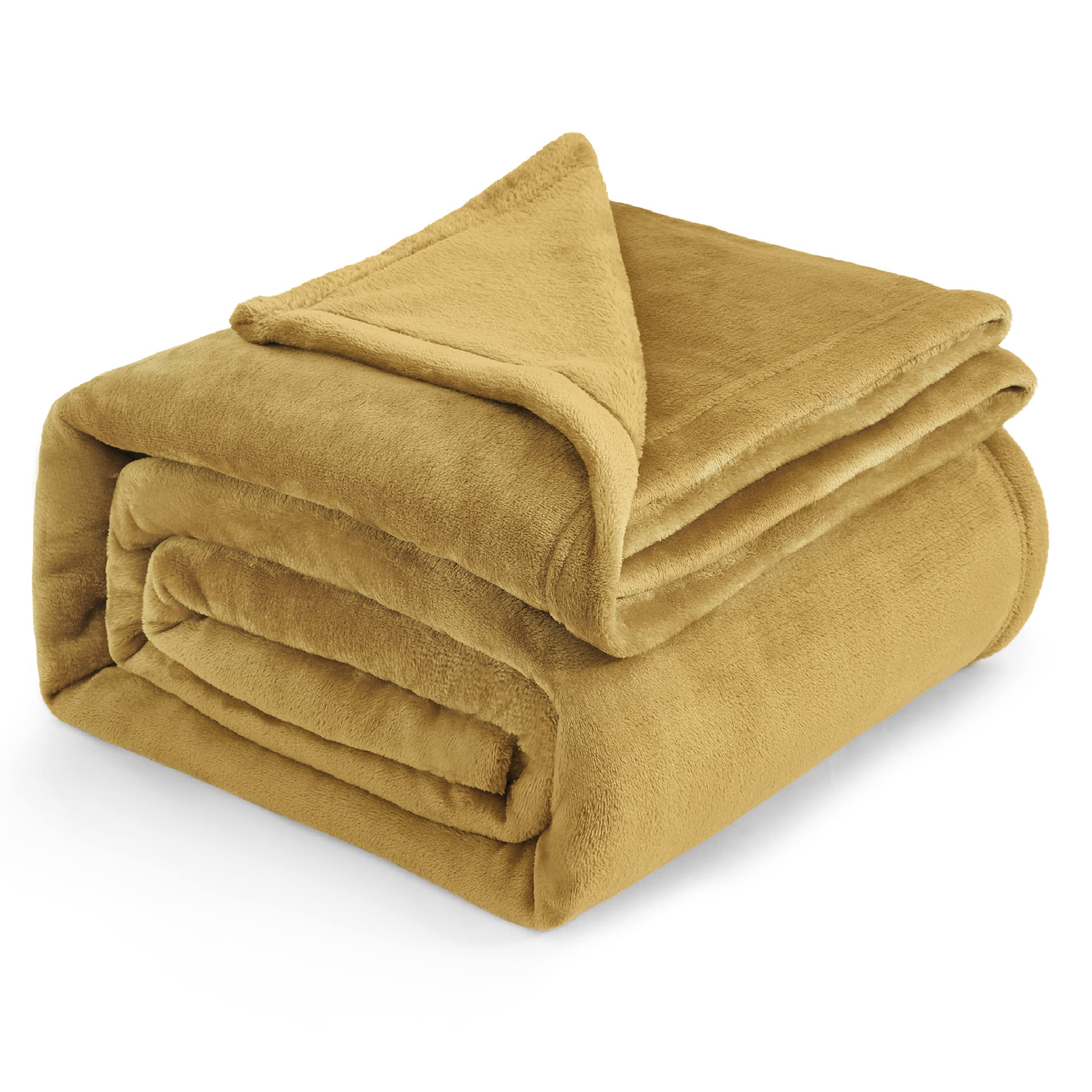 Manta Para Cama, Forro Polar, Tamaño King, Franela Dorada Y Amarilla - Venta Internacional.