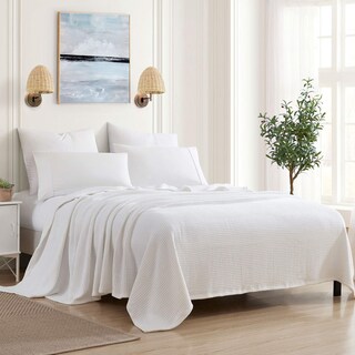 Foto 1 | Manta Sweet Home Collection De Algodón Fino Tejida En Forma De Cesta, Color Blanco - Venta Internacional.
