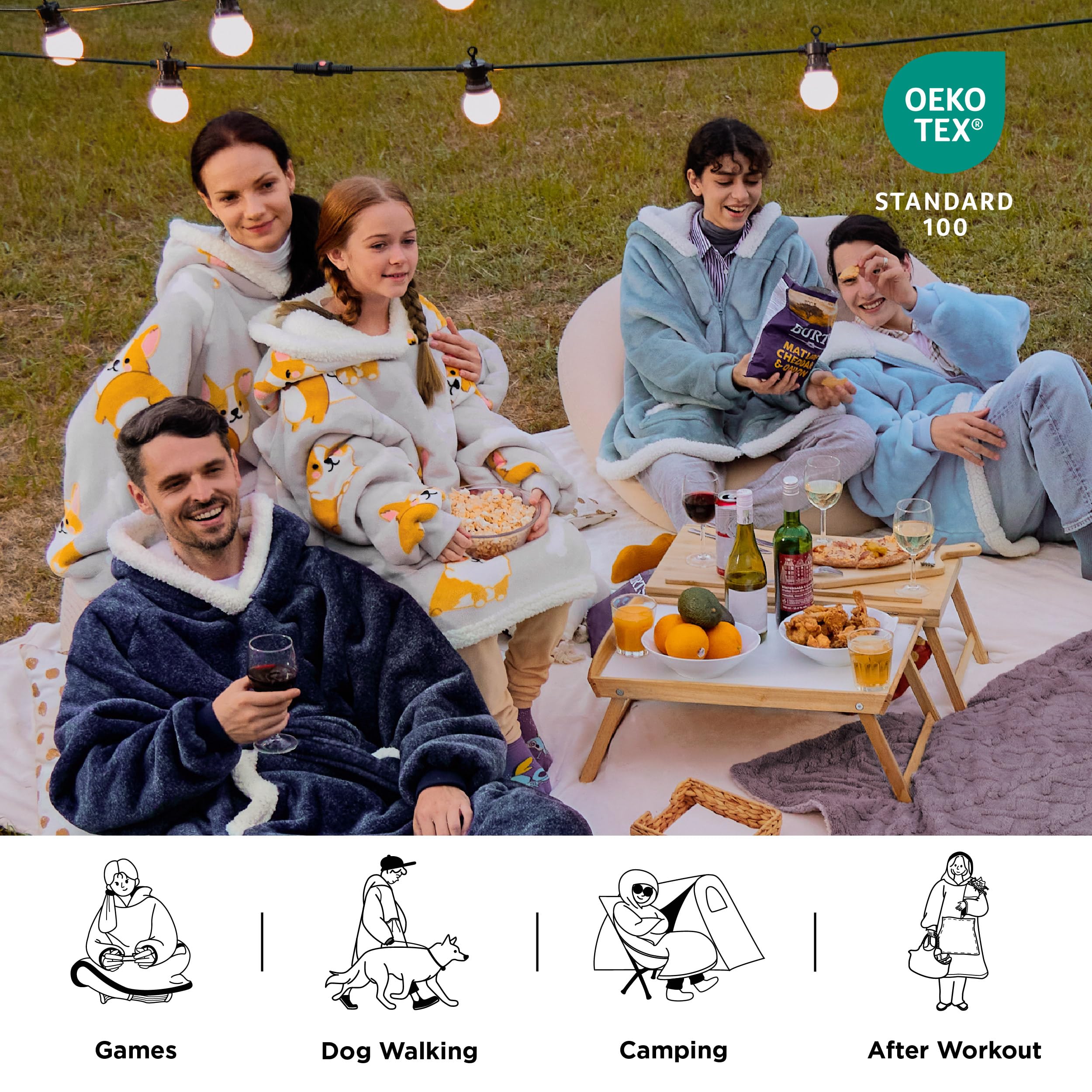 Foto 5 | Manta Portátil Con Capucha Bedsure Corgi Sherpa Para Adultos Y Niños - Venta Internacional.