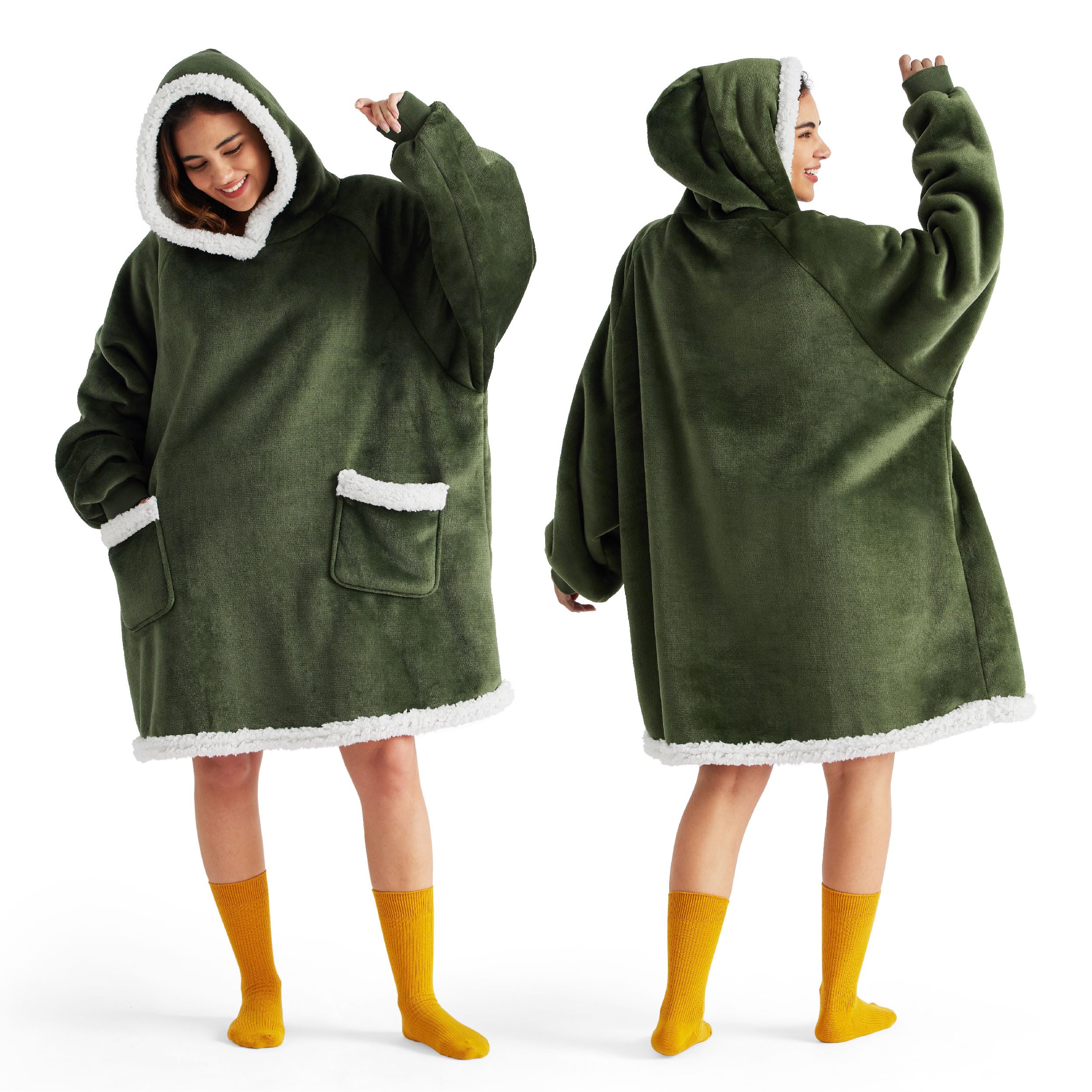 Sudadera Con Capucha Para Adultos Y Niños, Color Verde Oliva - Venta Internacional.