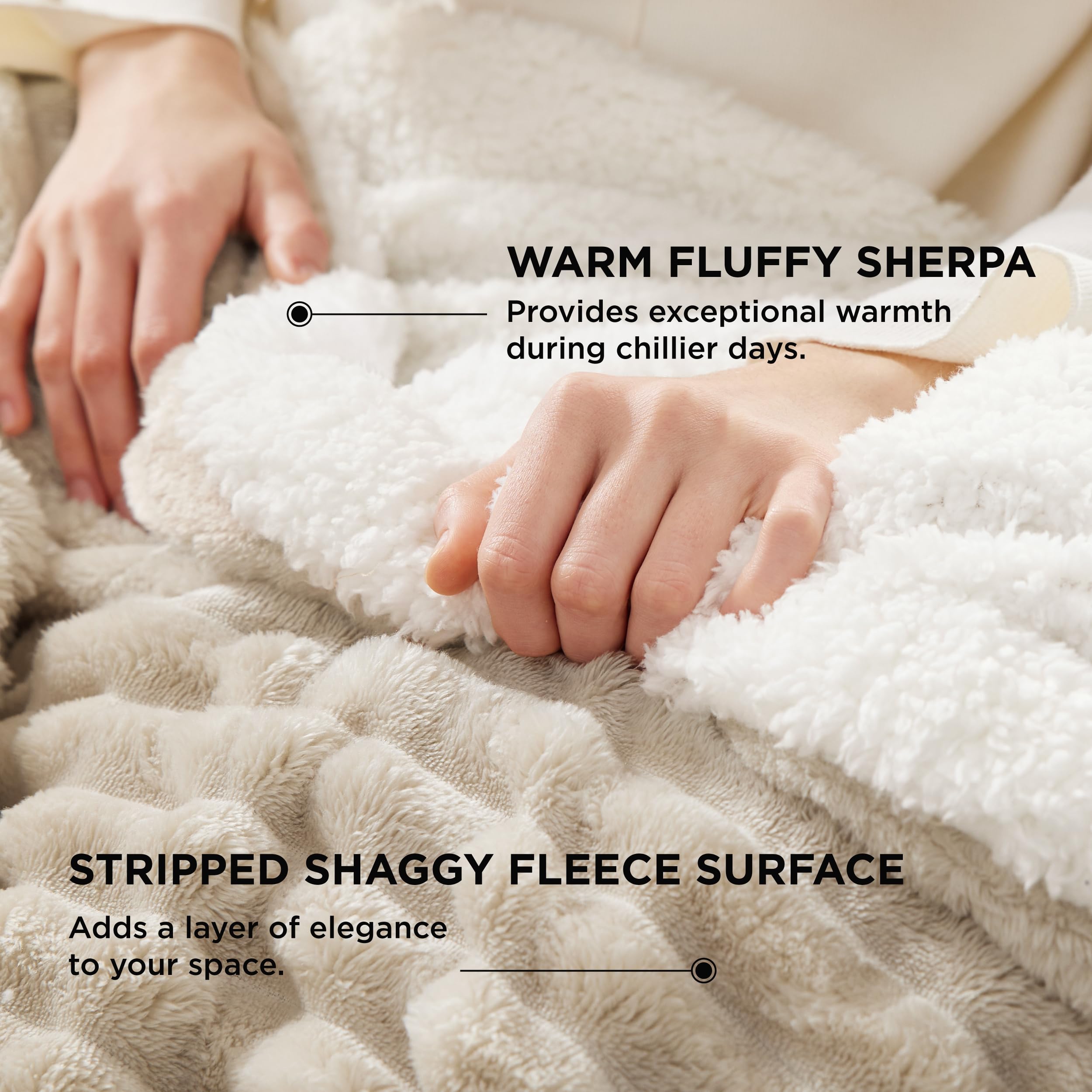 Foto 4 pulgar | Manta Bedsure Sherpa Para Sofá, Tamaño Doble, 150 X 200 Cm, Color Beige - Venta Internacional.