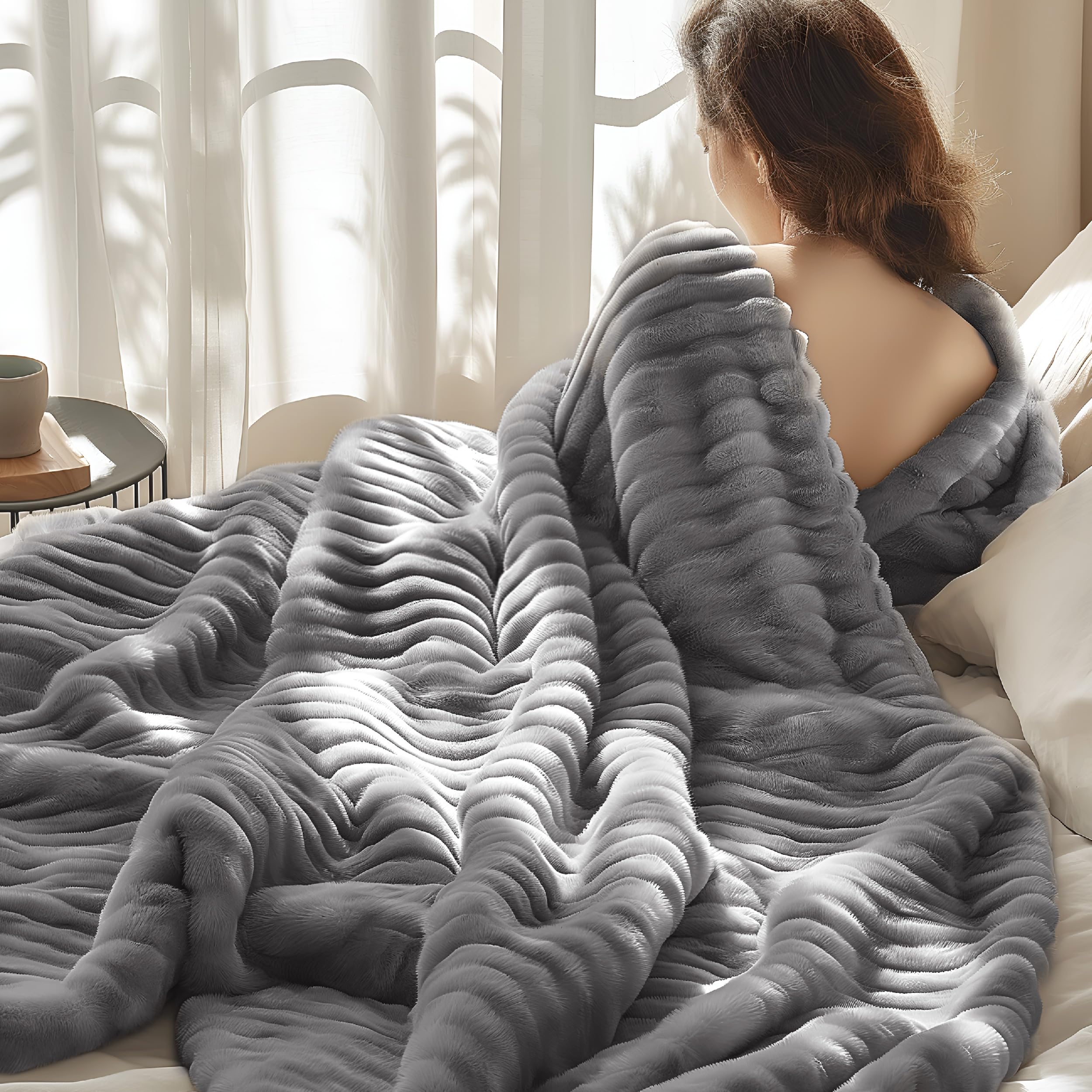 Manta Bedsure Frost De Forro Polar Gris Para Sofá, 130 X 180 Cm - Venta Internacional.